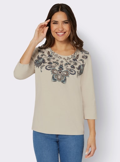 3/4-Arm-Shirt mit Druck im Vorderteil - sand-marine