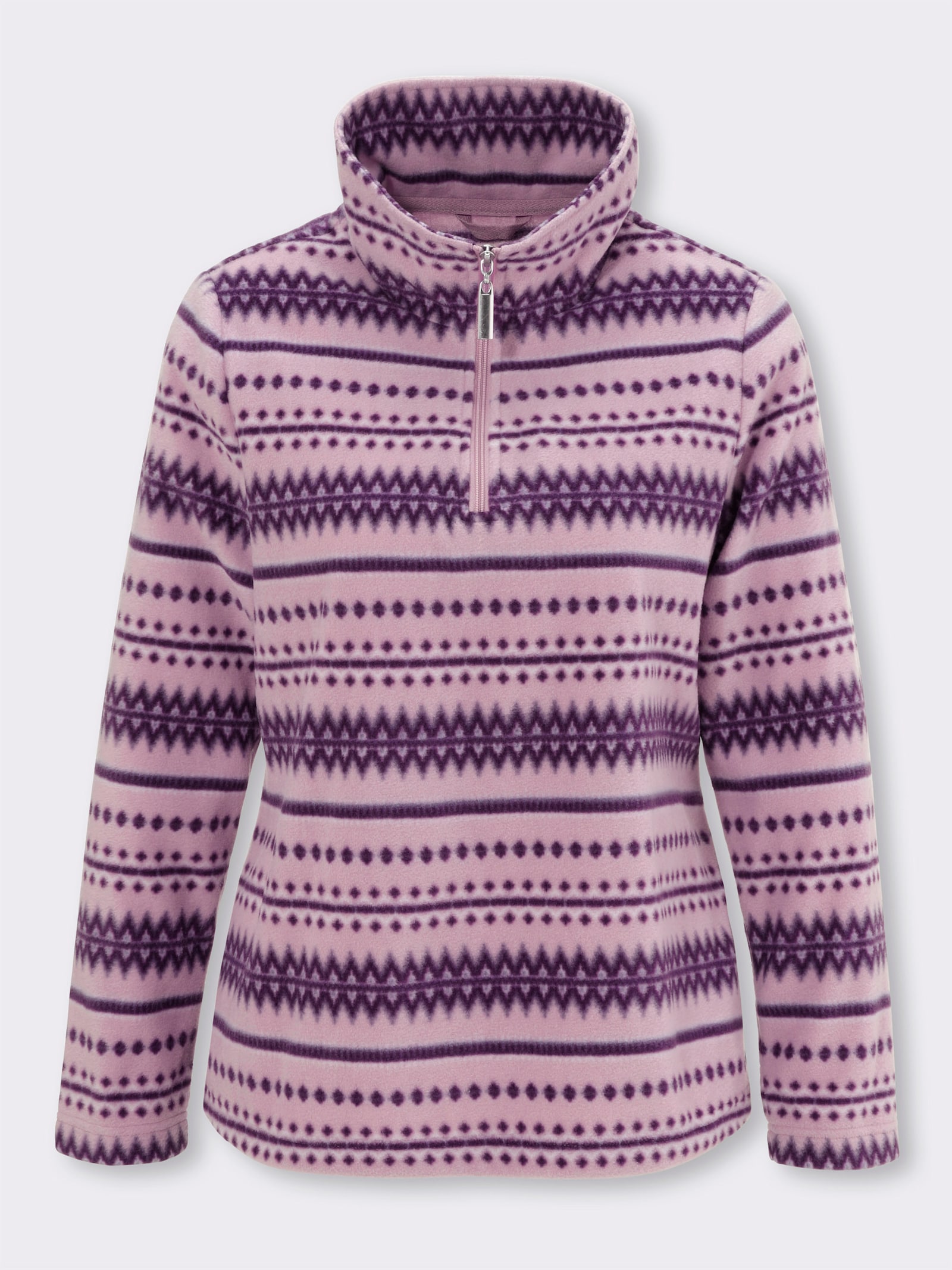 Fleeceshirt mit Norwegermuster - mauve-traube-bedruckt