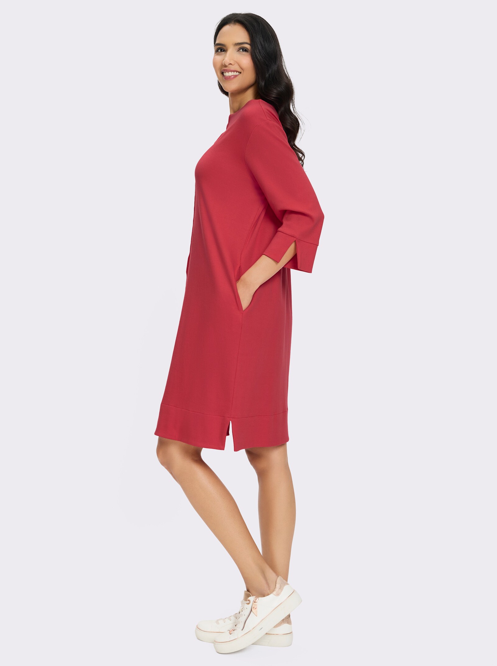 Jerseykleid mit U-Boot-Ausschnitt - erdbeere