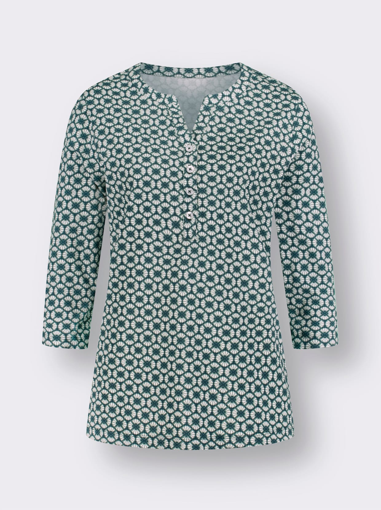 Shirt met 3/4-mouw - petrol/jade bedrukt