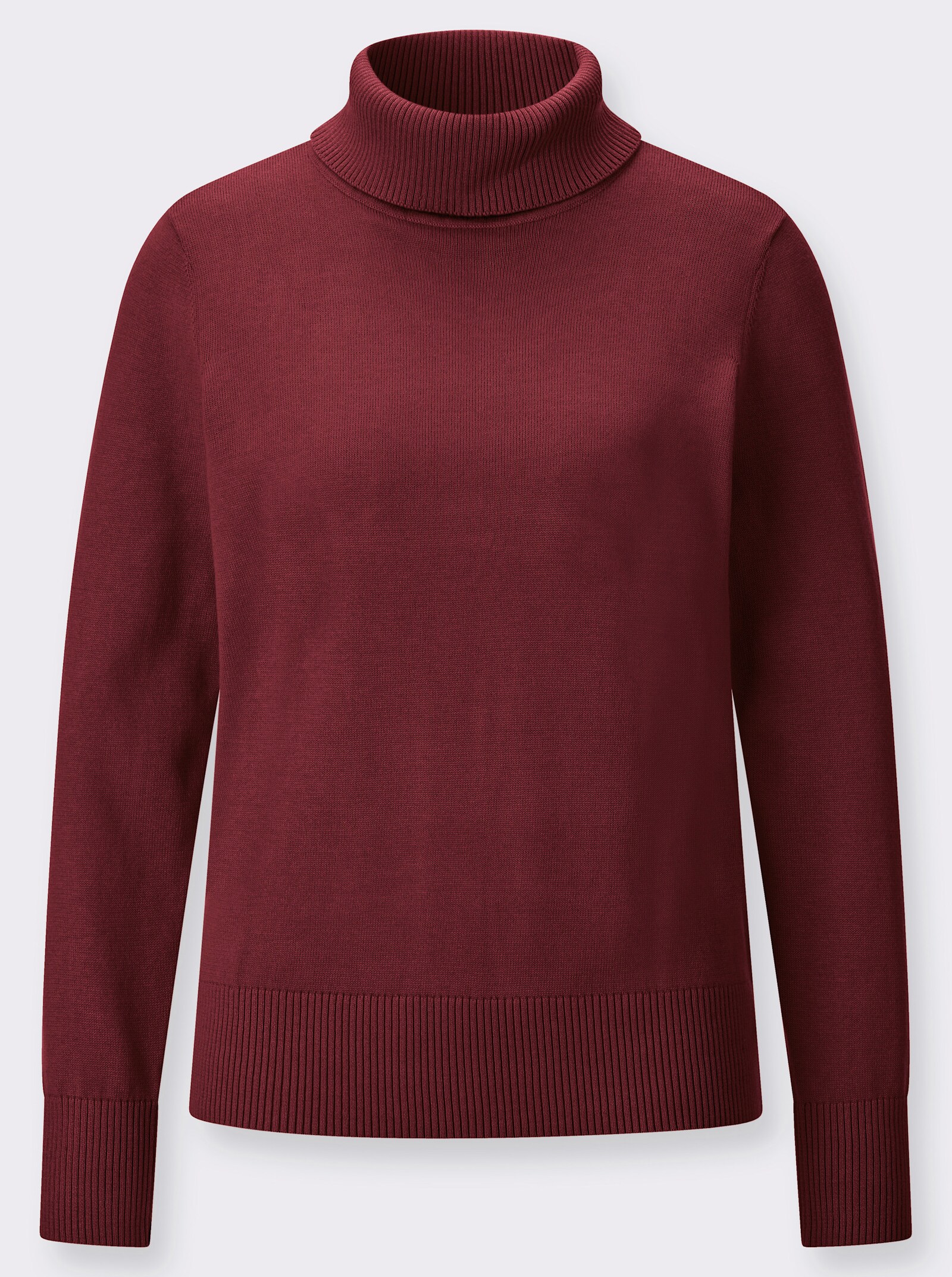 Rollkragenpullover mit Rippbündchen - bordeaux