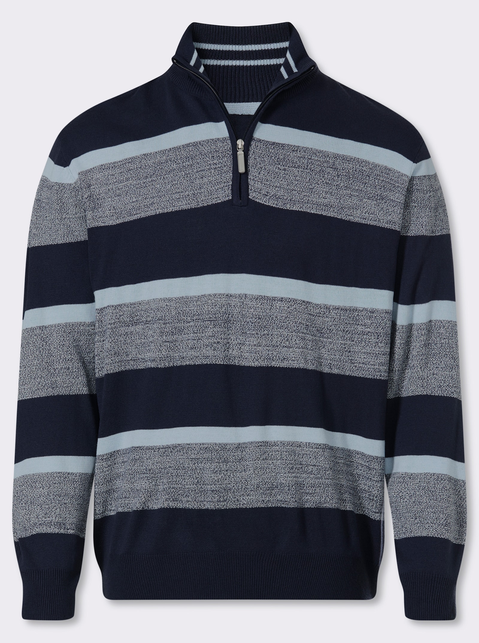 Catamaran Langarm-Pullover mit kurzem Reißverschluss - marine-gestreift