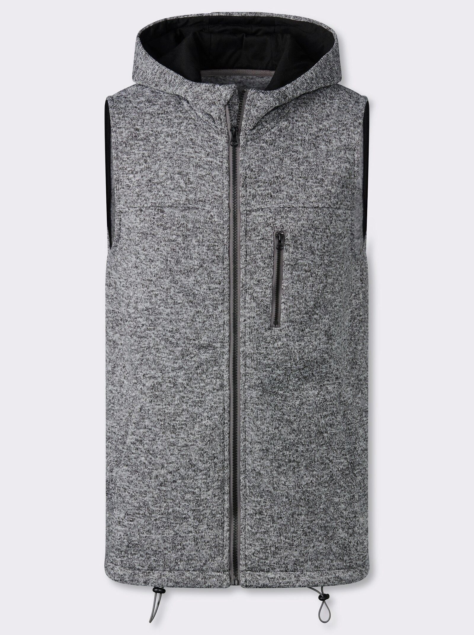 Strickfleecejacke ohne Ärmel - schwarz-meliert
