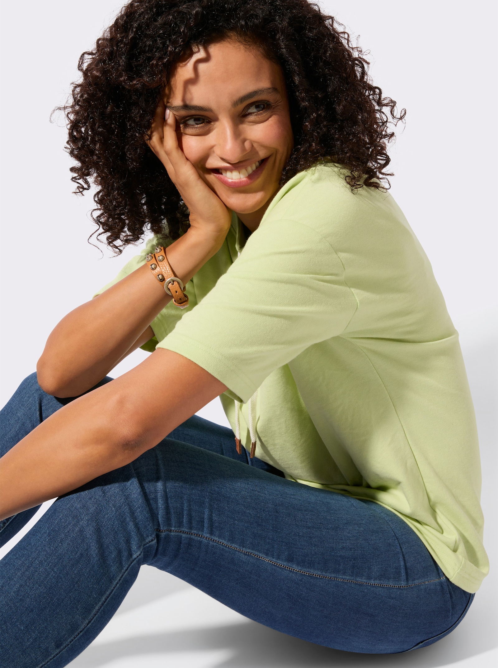 Sweatshirt mit überschnittenen Schultern - pistazie