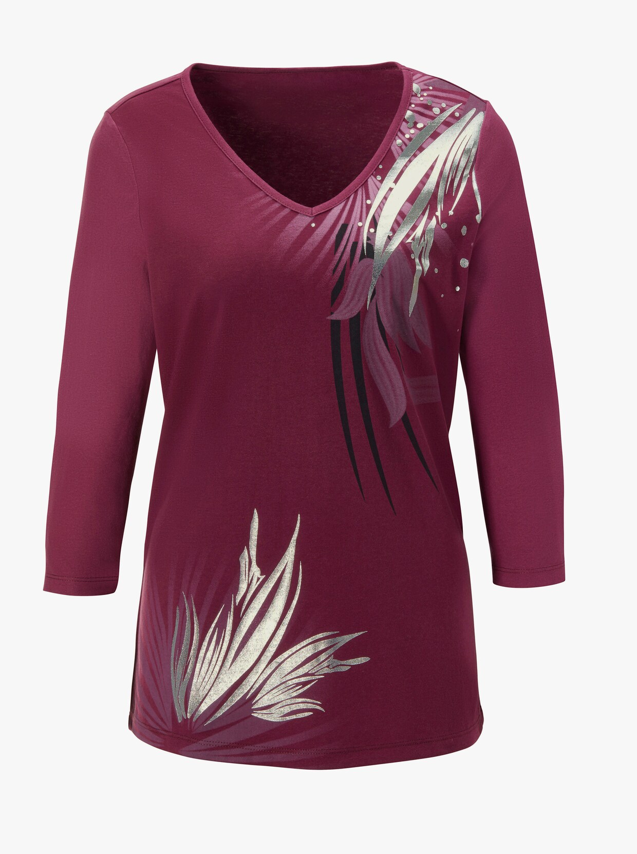 Topp med 3/4-ärm - fuchsia, tryckt
