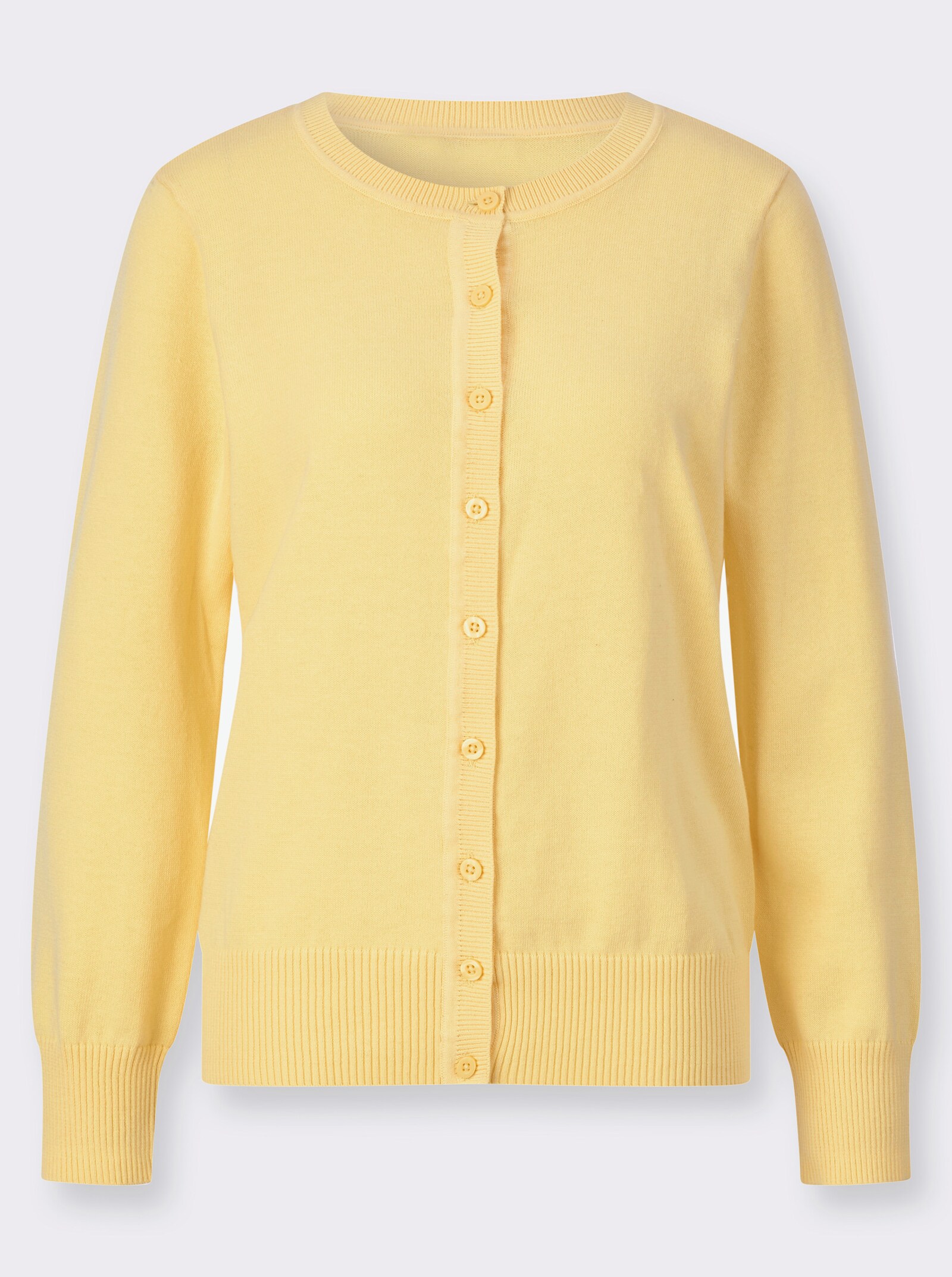 Cardigan mit Rippabschlüssen - zitrone