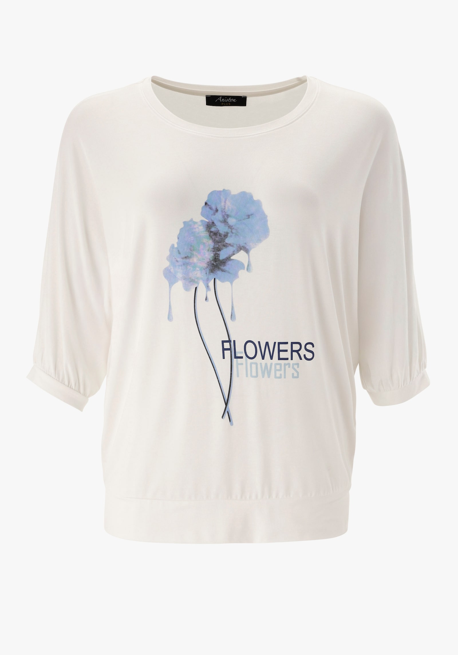 Aniston PLUS Fledermausshirt - weiß-blau