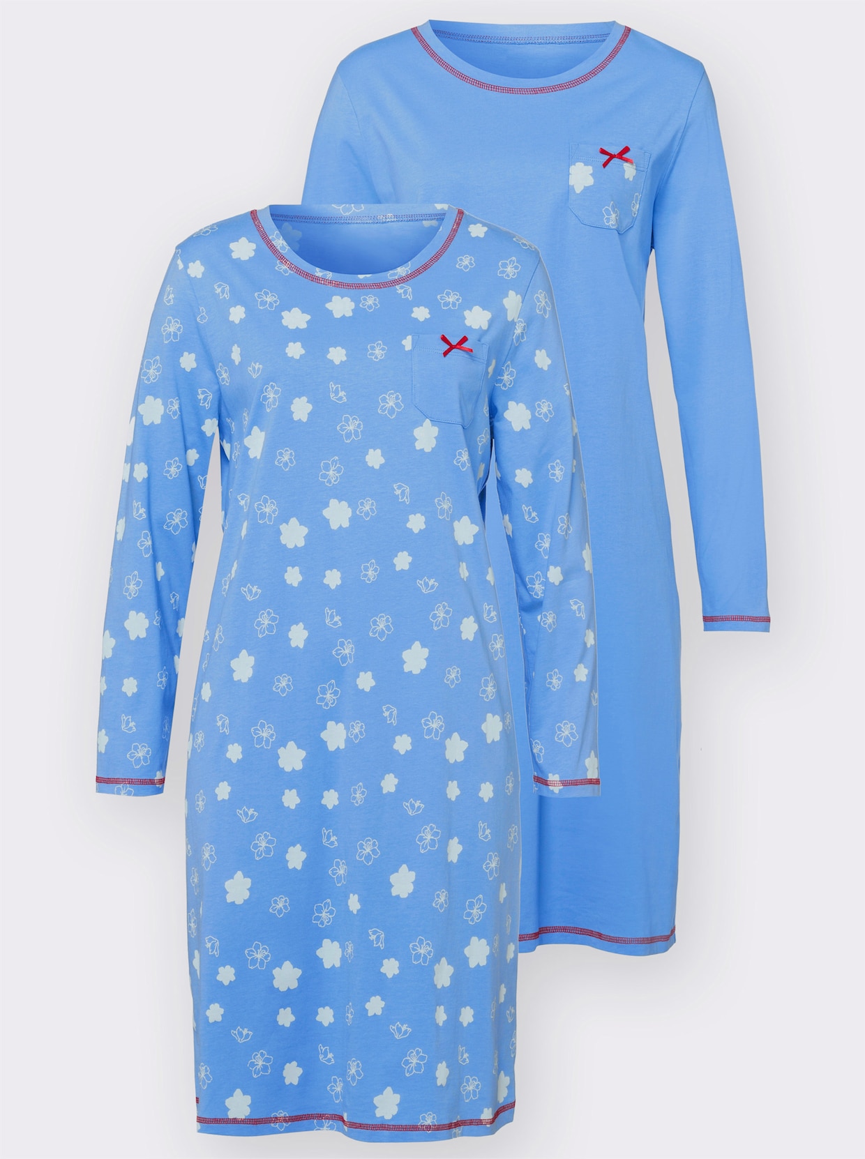 Nachthemd - himmelblau + himmelblau-bedruckt