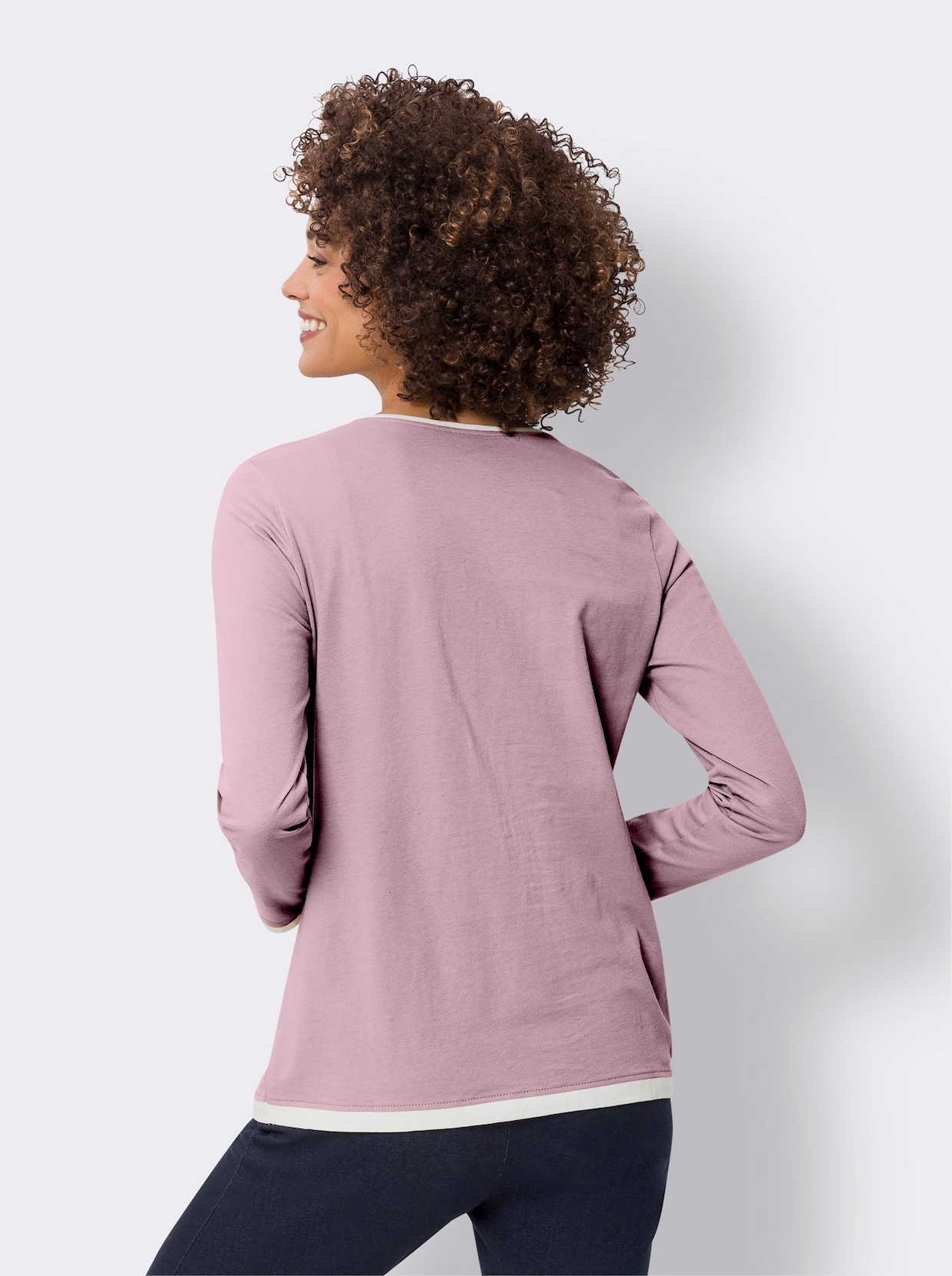 Shirt met lange mouwen - roze/ecru