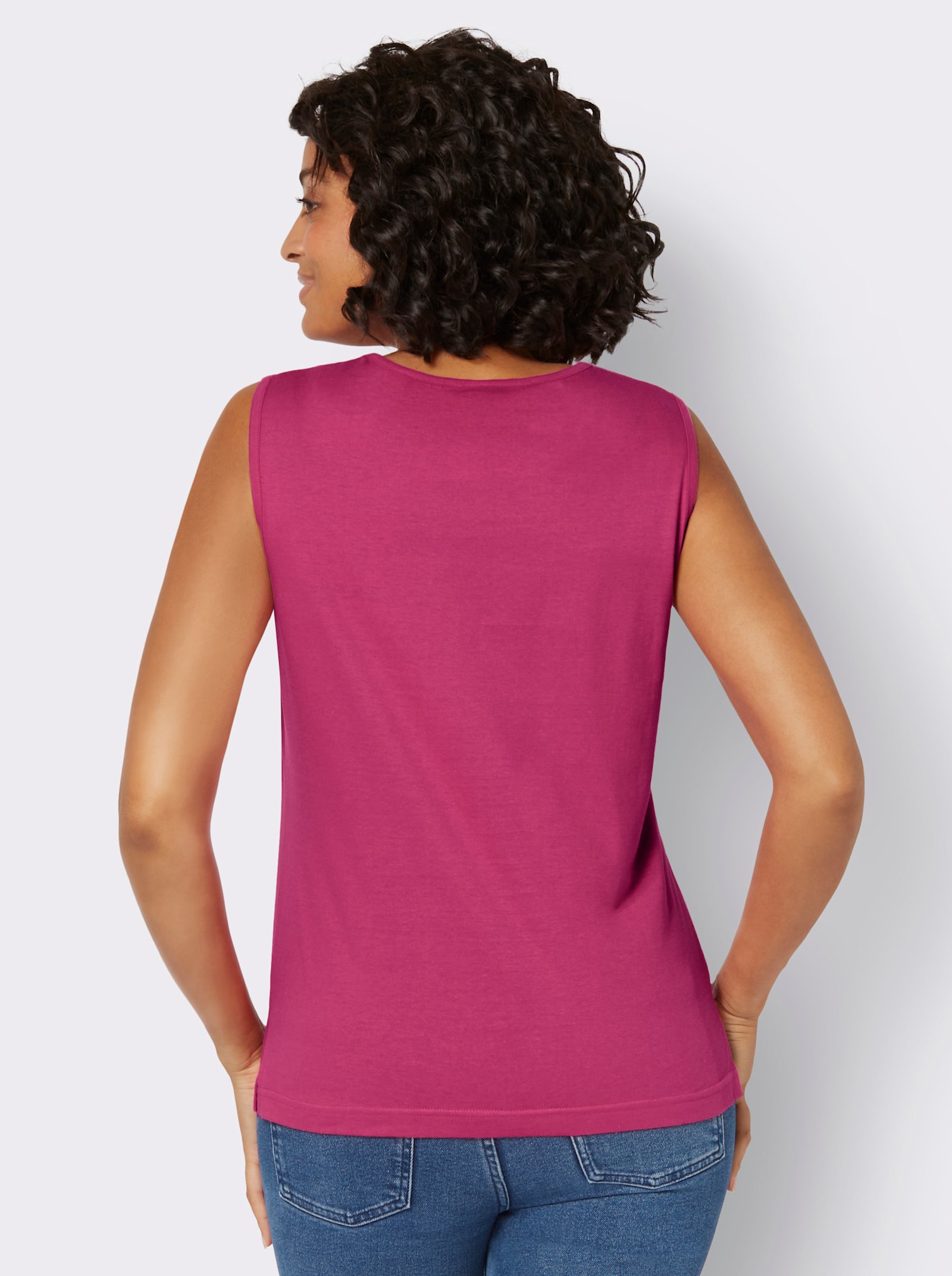Shirttop met zijsplitten - fuchsia