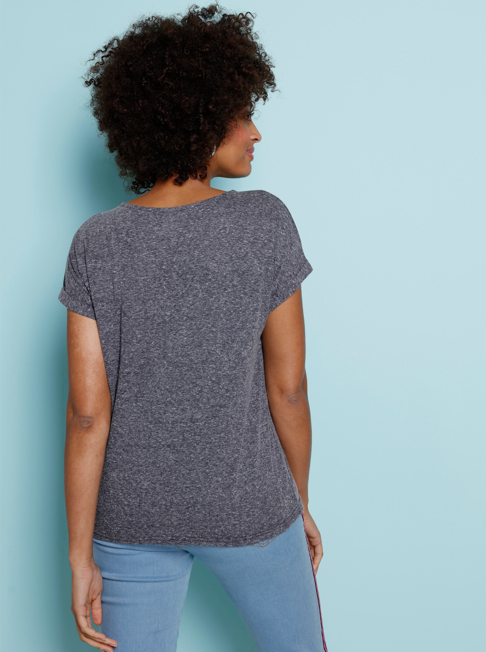 T-shirt i melerad look - nattblå