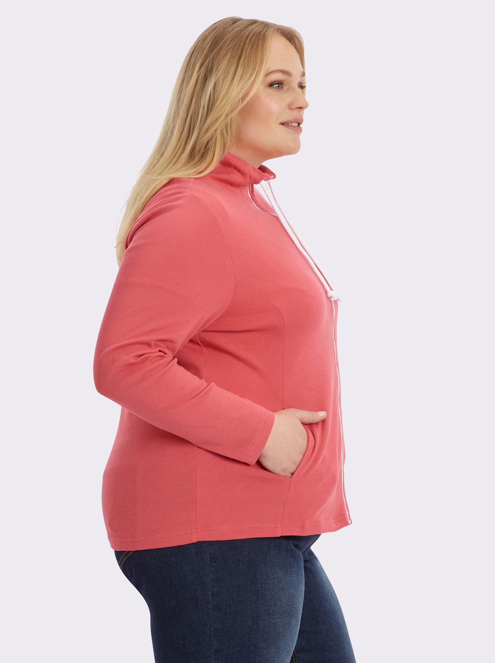 Sweatjacke aus Interlock-Jersey, formstabil - grapefruit