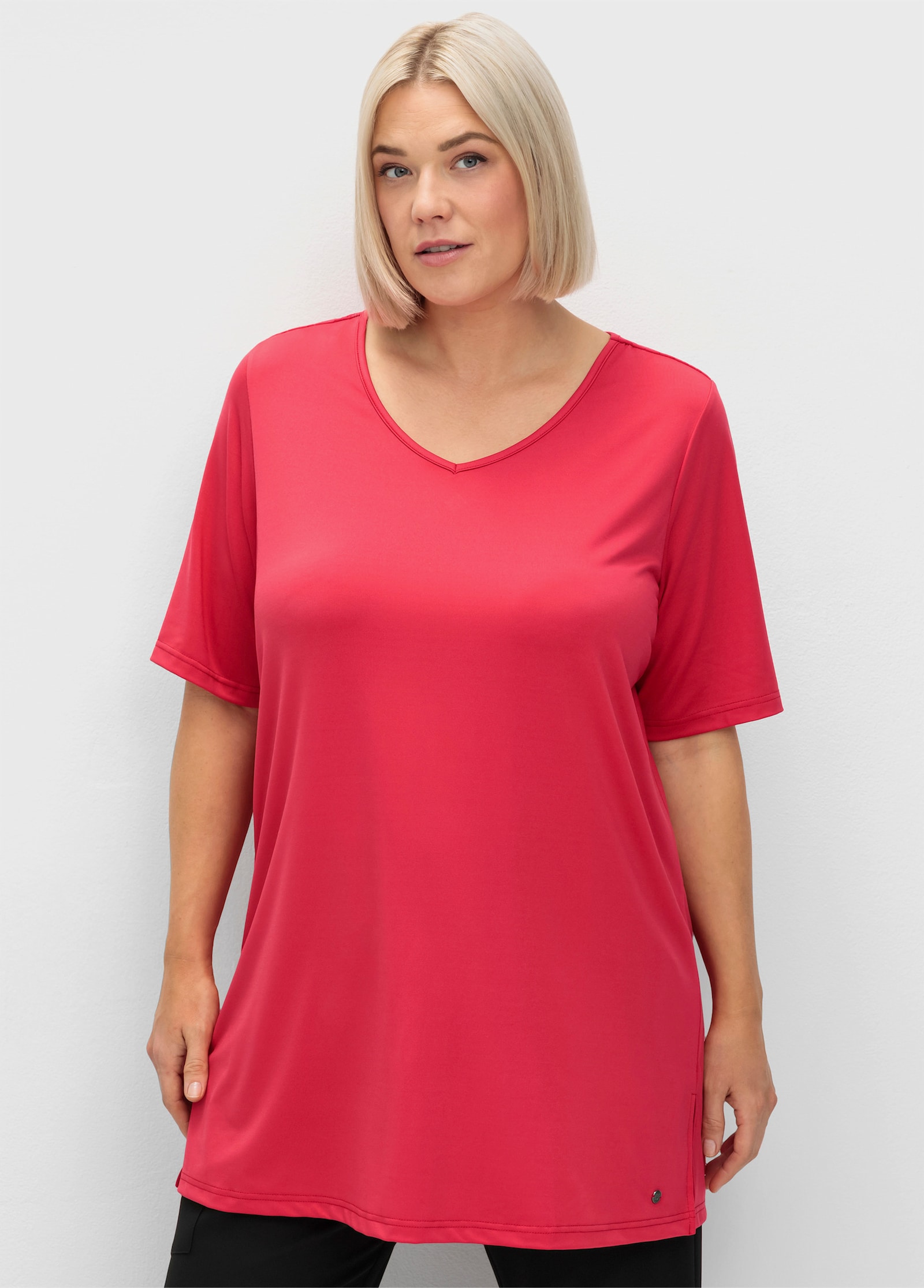 sheego Functioneel shirt in lang model, cut-out achter - sorbet pink