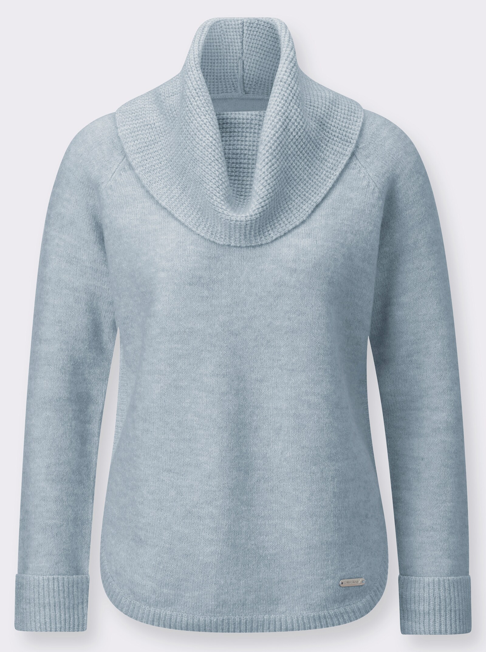 Rollkragenpullover aus Melangegarn - hellblau-meliert