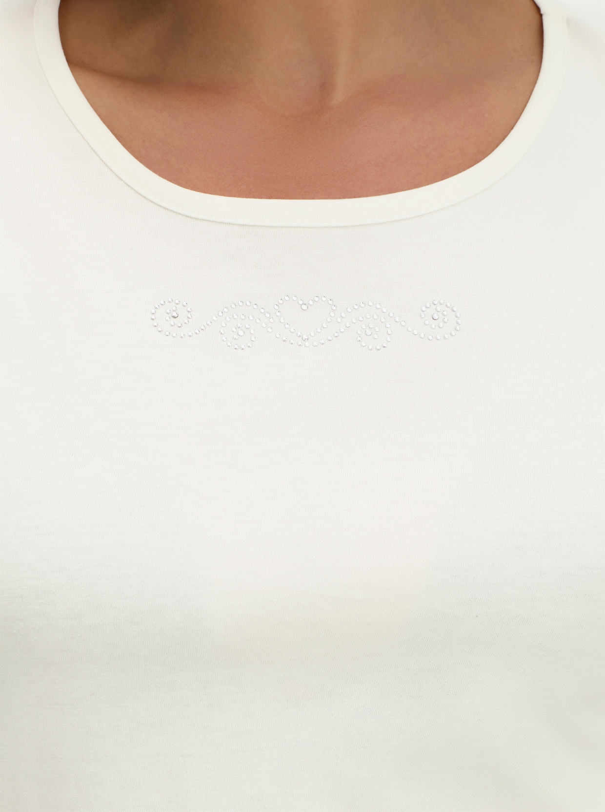3/4-Arm-Shirt mit Ziersteinchen - ecru