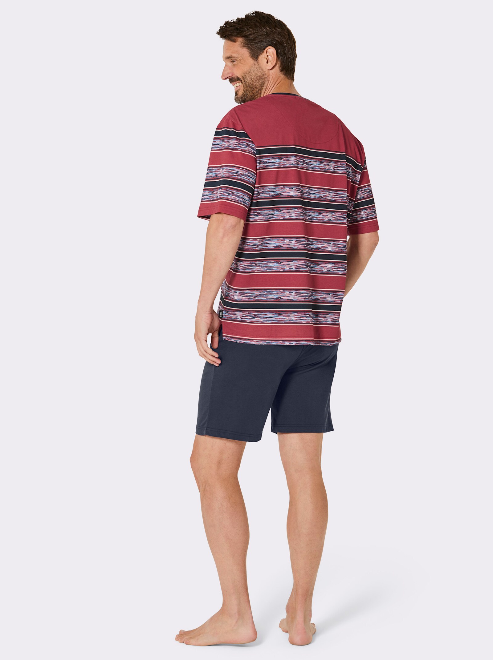 Hajo Shorty im Streifendessin - rot-marine-bedruckt
