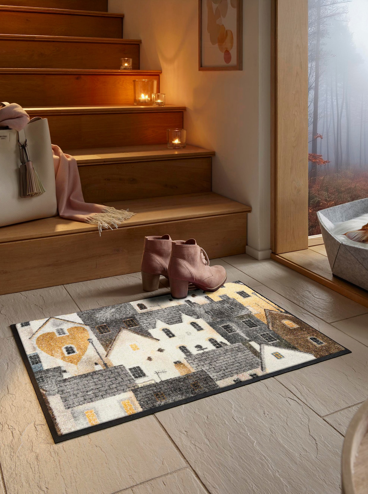 wash+dry by Kleen-Tex Fußmatte - grau-ecru-bedruckt