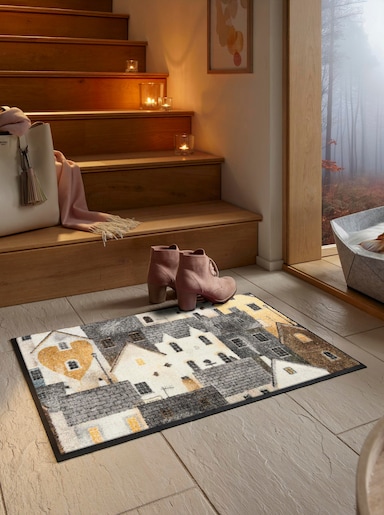 wash+dry by Kleen-Tex Fußmatte - grau-ecru-bedruckt