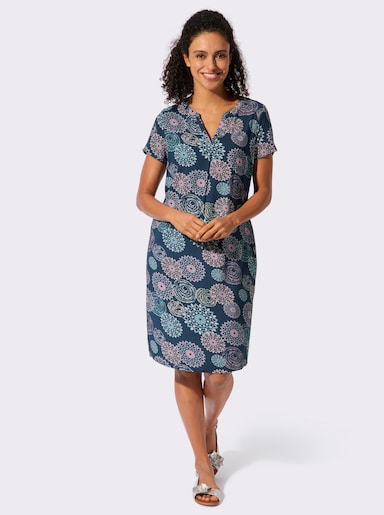 Webkleid - dunkelblau-ozean-bedruckt