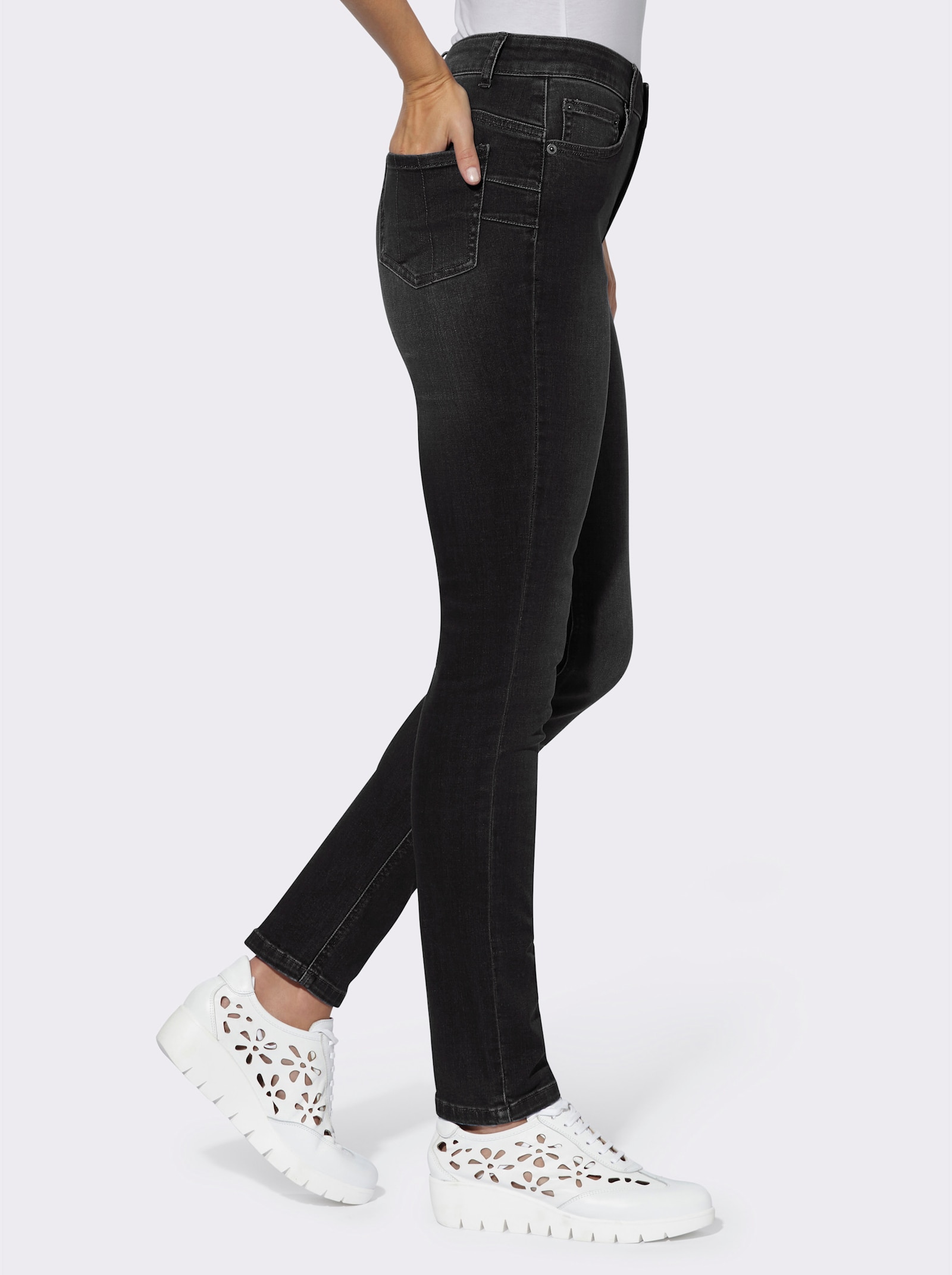 heine Skinny Jeans mit Bauchweg-Effekt - black denim