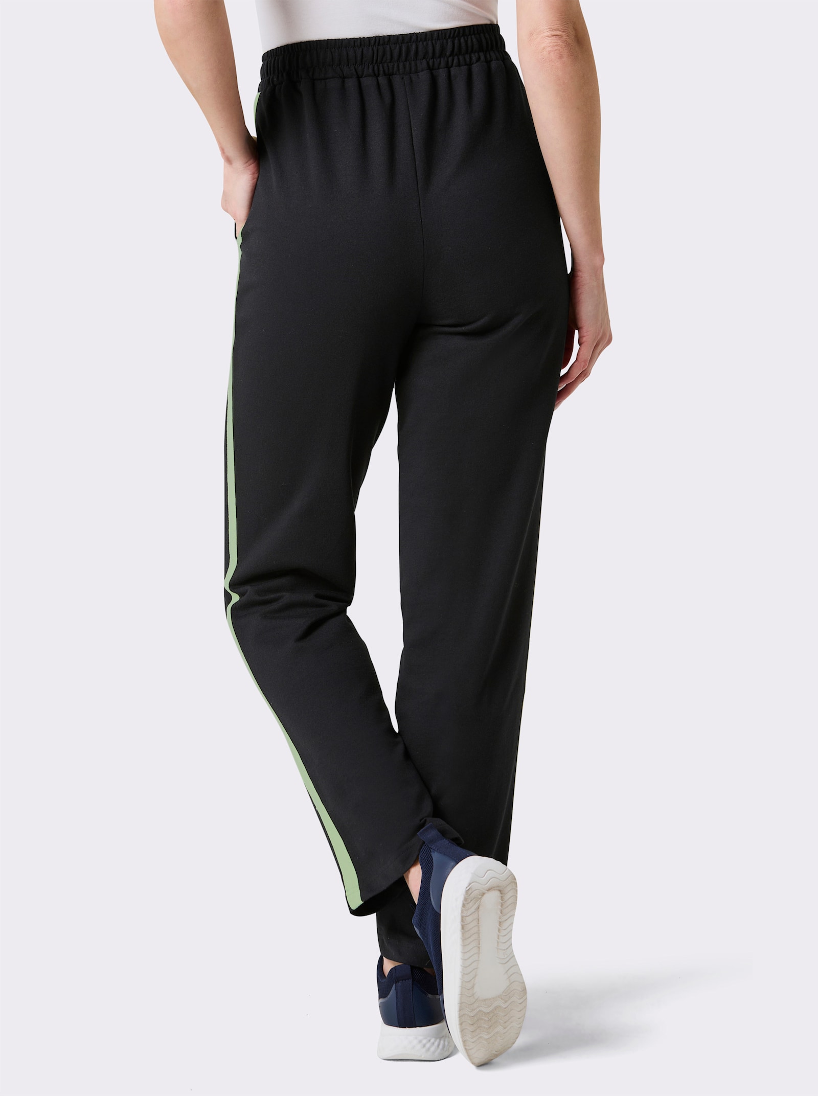 Catamaran Sports Freizeithose mit Kontraststreifen - schwarz-reseda