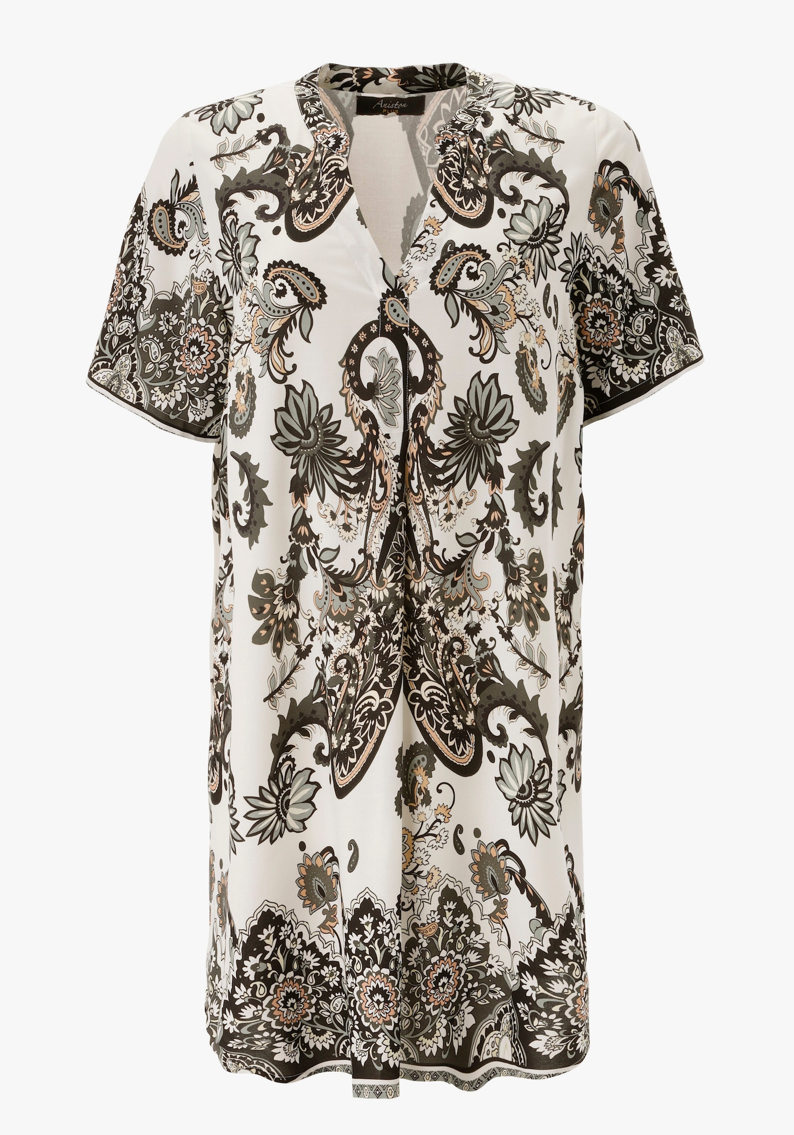 Aniston PLUS Blusenkleid - weiß-beige-grau-