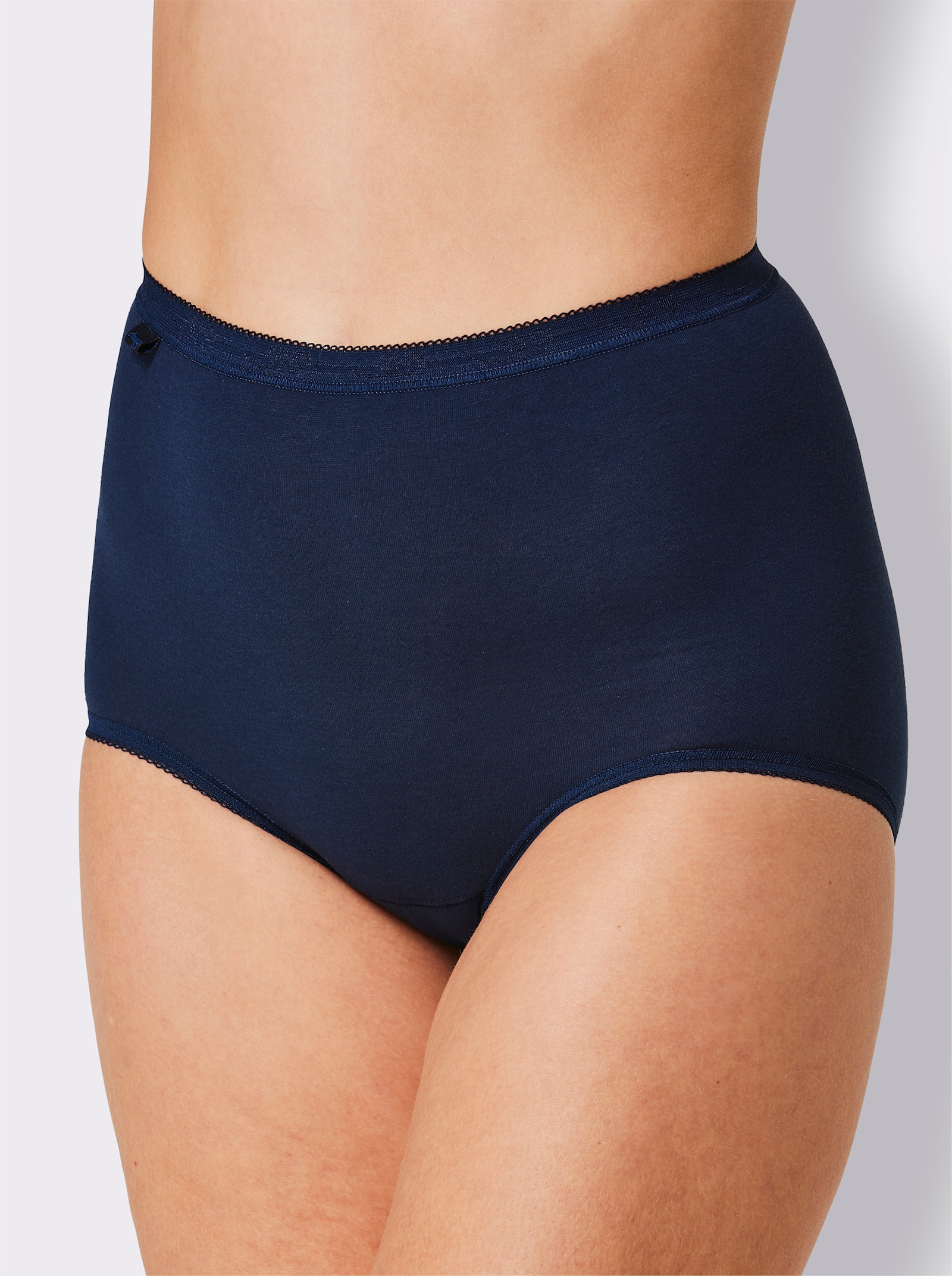 Sloggi Taillenslip ohne Seitennähte - weiß + marine + grau-meliert