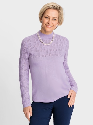 Stehkragenpullover mit Strickmuster - flieder