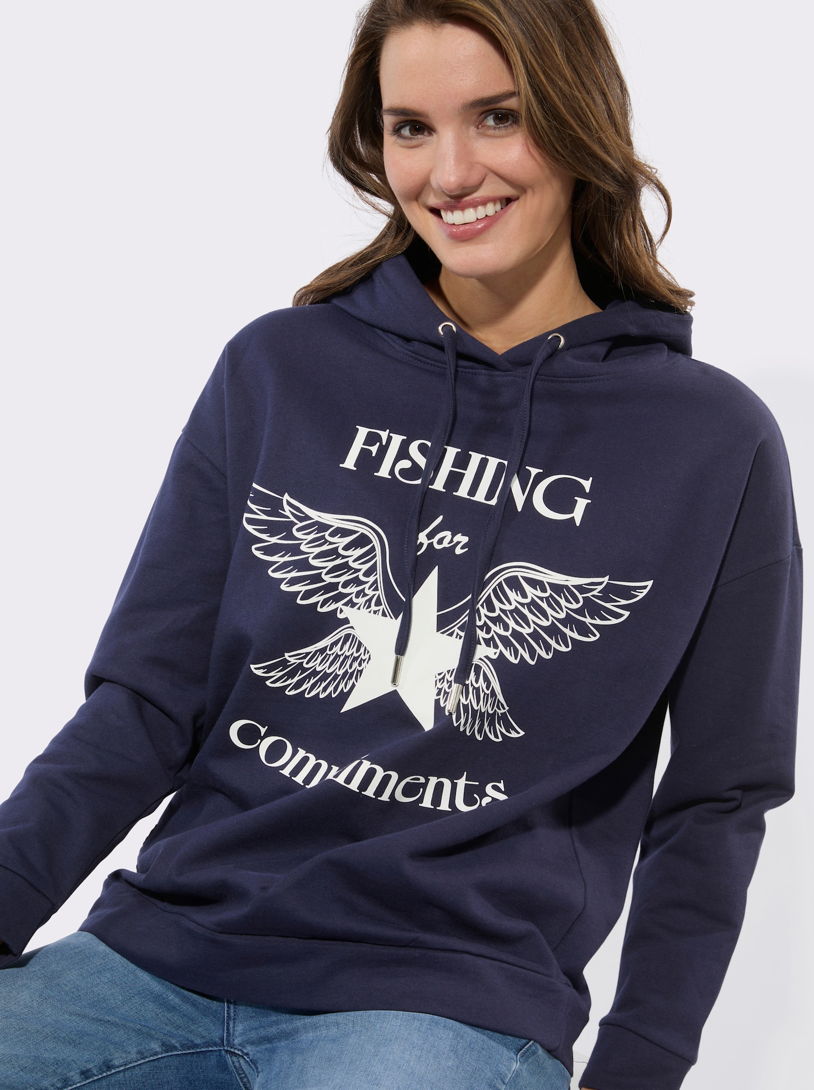 Sweatshirt mit Druck-Motiv - marine