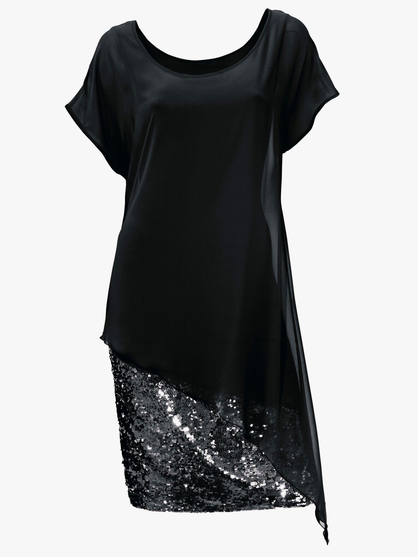 heine Cocktailjurk met fonkelende pailletten - zwart