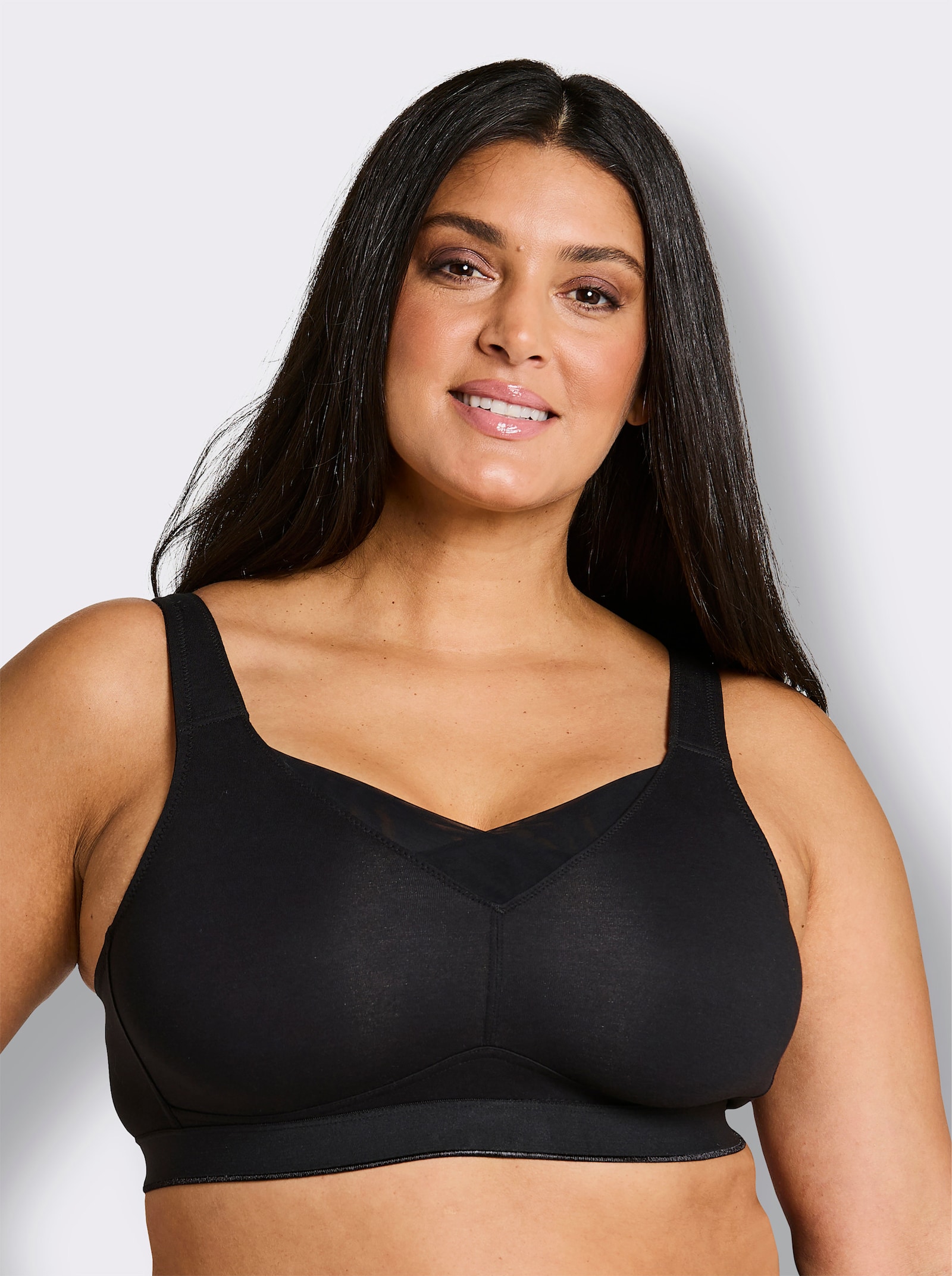 wäschepur Komfort-BH ohne Bügel mit Komfortträgern - schwarz