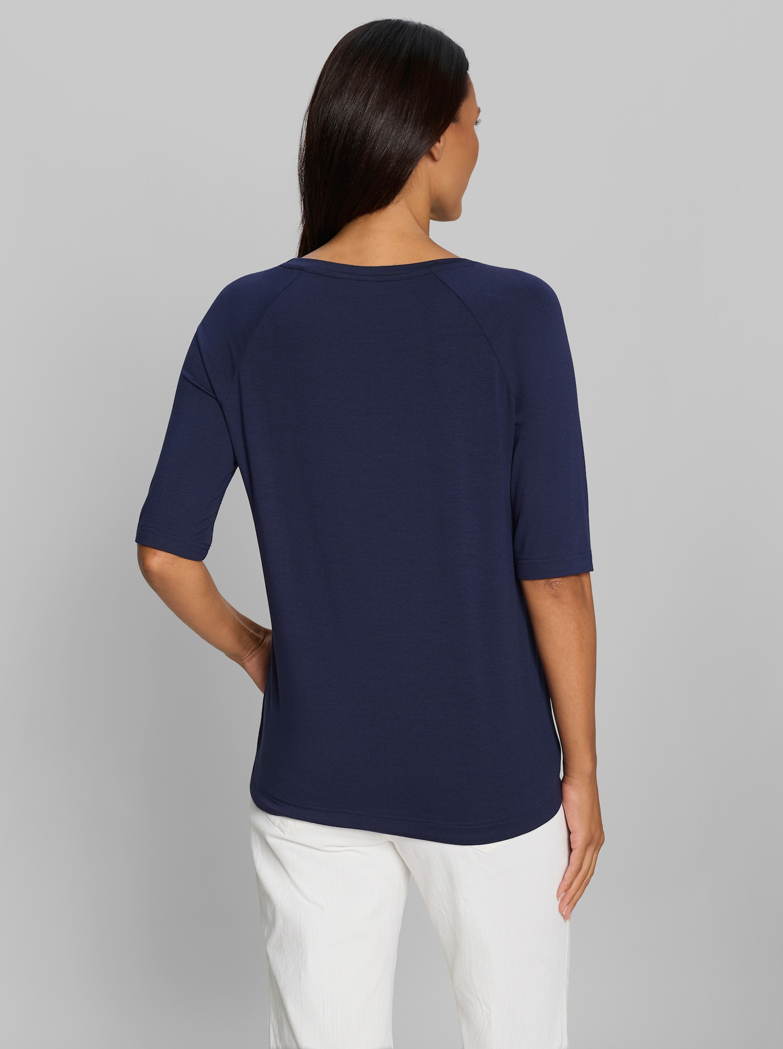 heine Kurzarmshirt mit Tunnelzug und Bindeband - marine