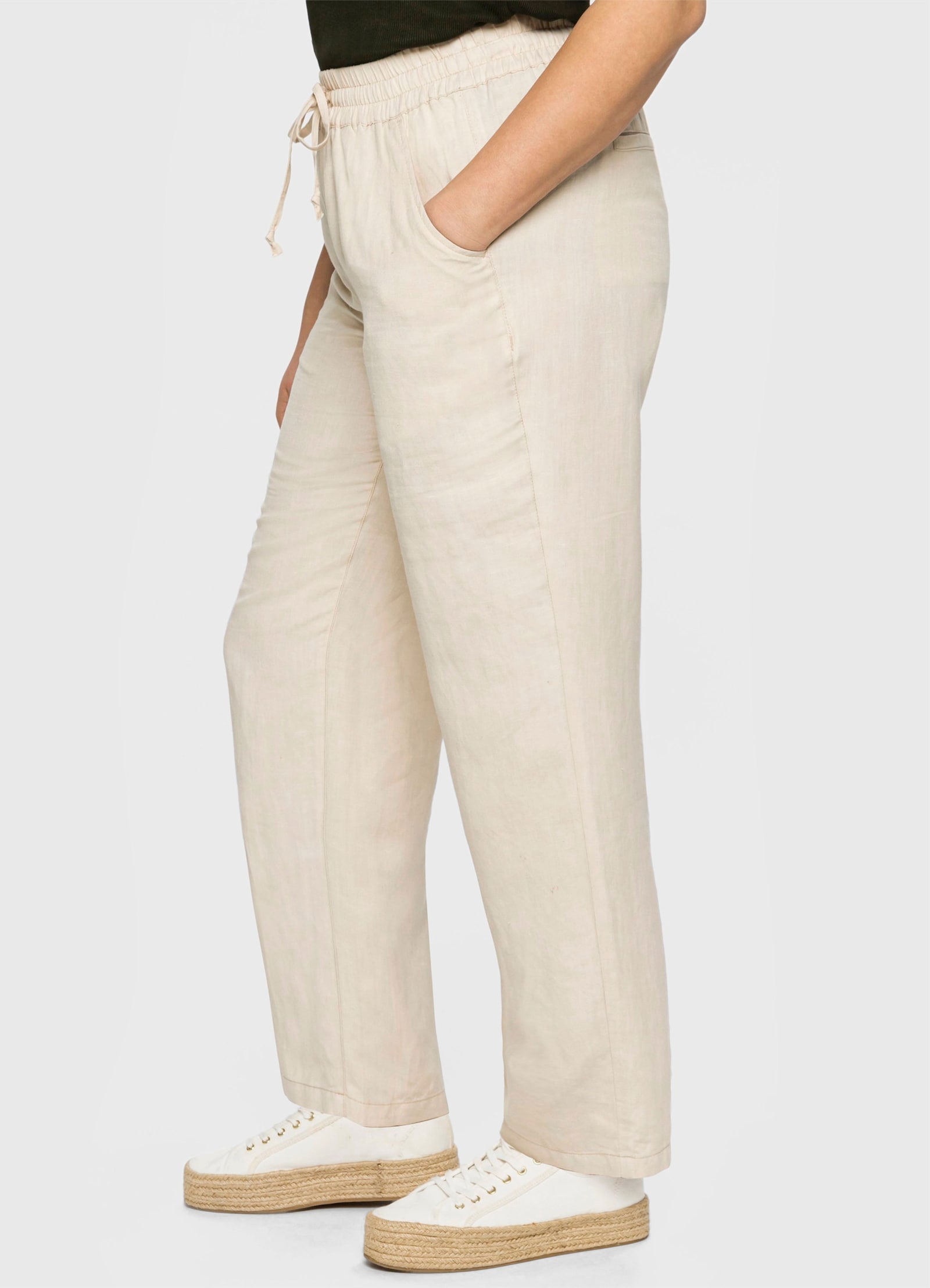 sheego Schlupfhose im Leinen-Mix - natur