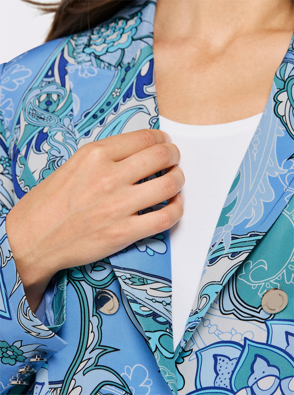 CREATION L PREMIUM Blazer - himmelblau-eisblau-bedruckt