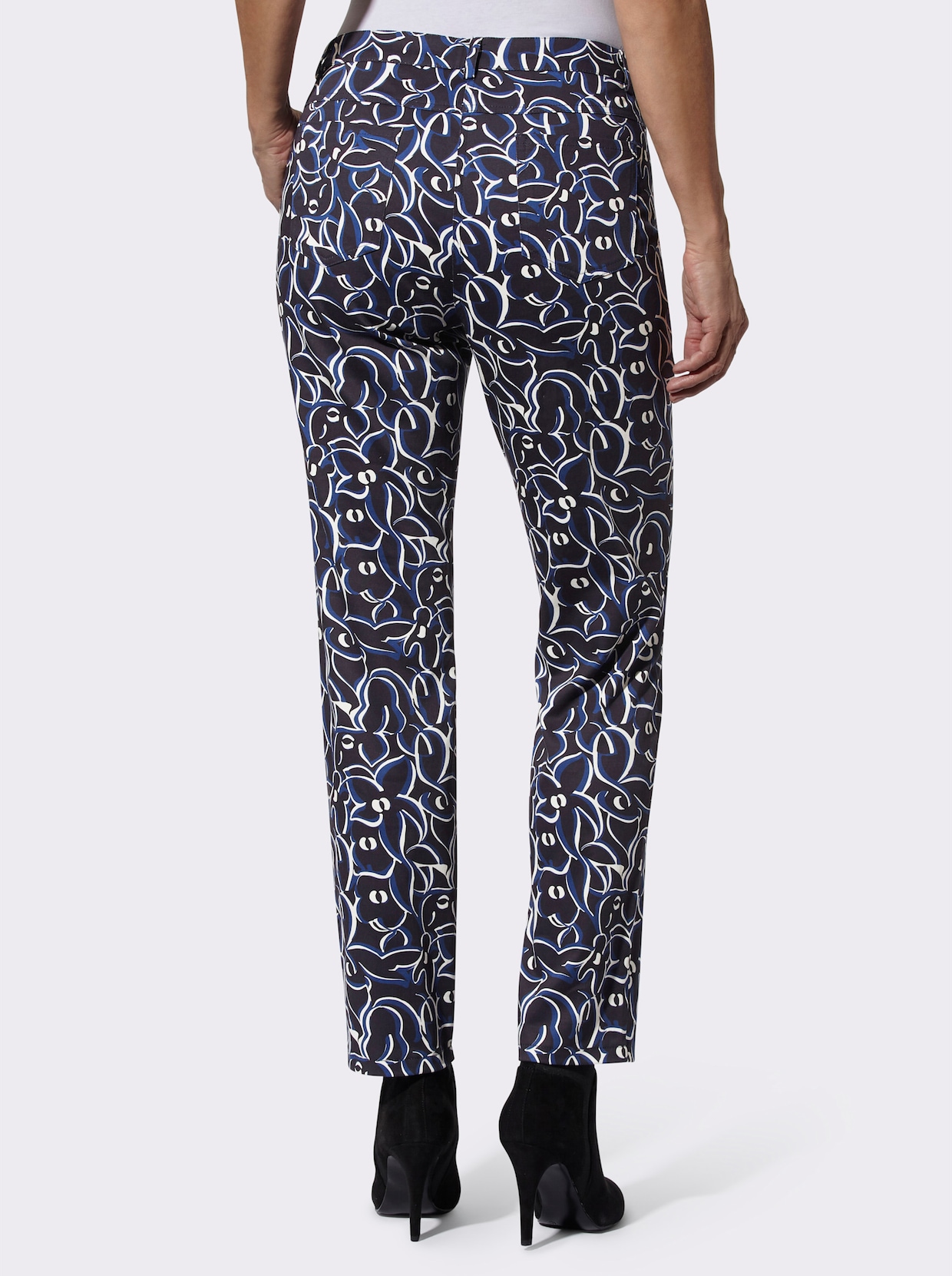 Bedrukte broek - marine/koningsblauw bedrukt