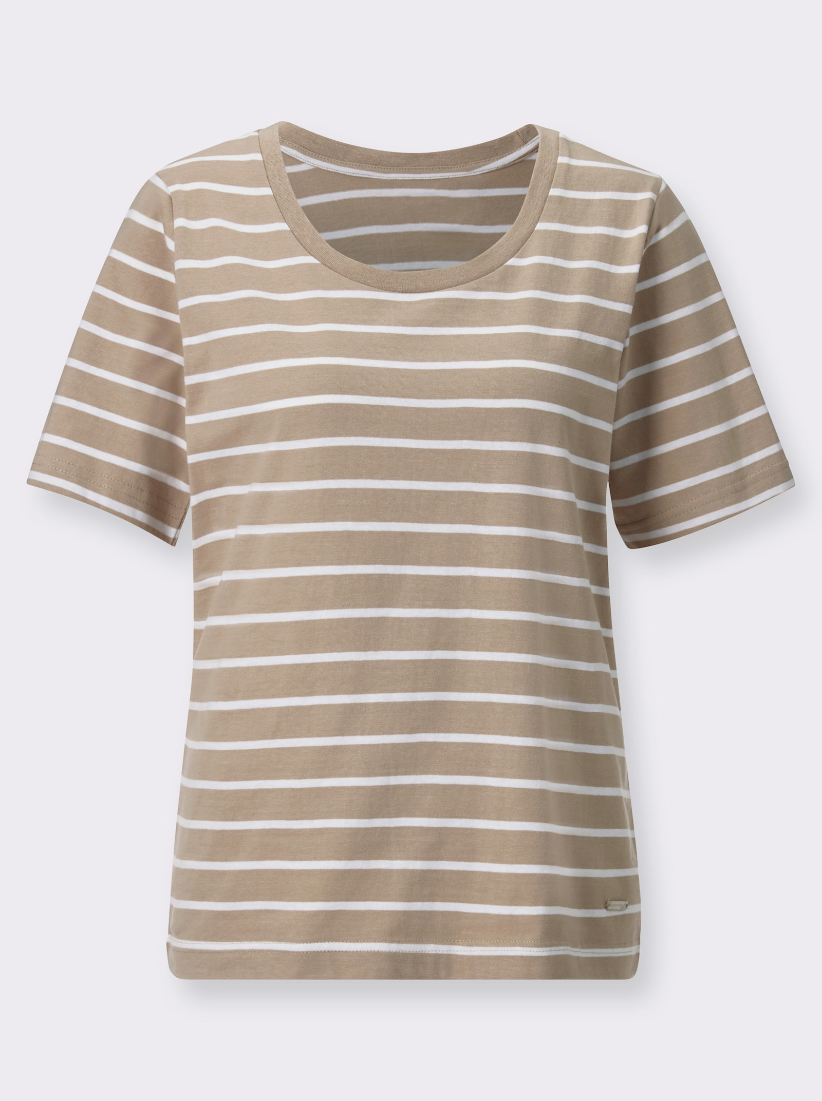 Ringelshirt mit Kurzarm - beige-weiß-geringelt
