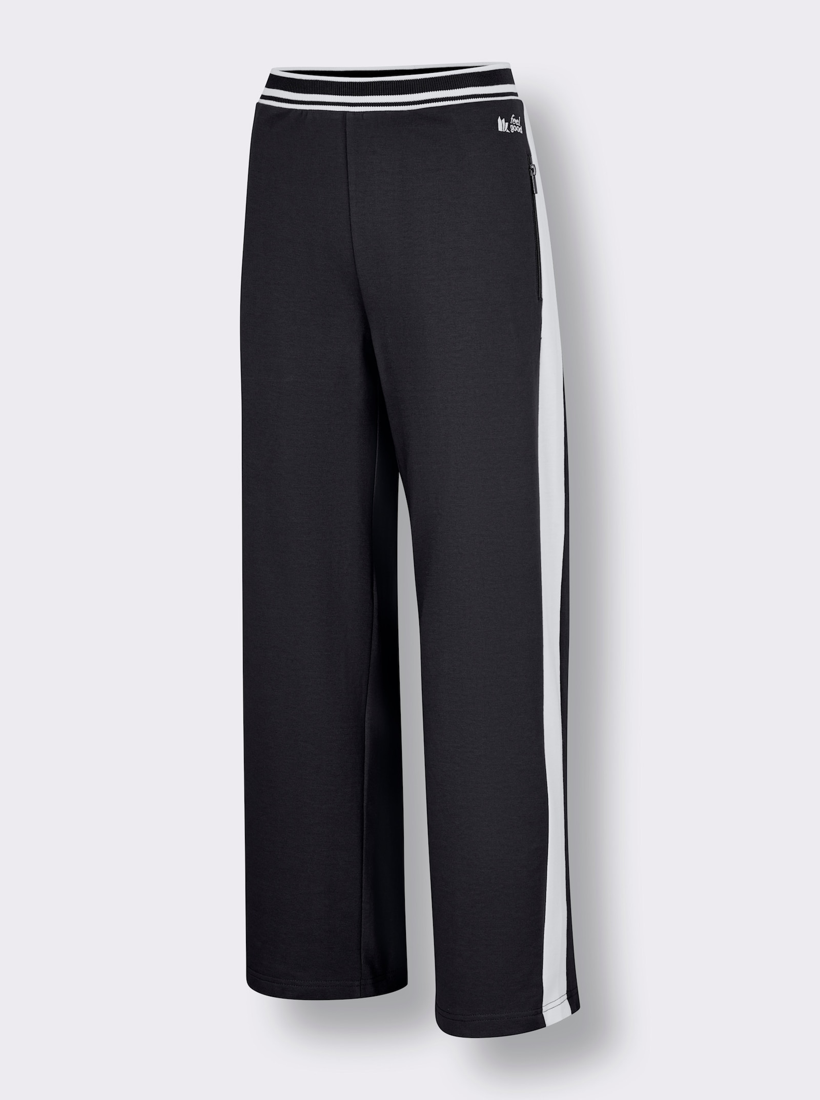 feel good Dehnbund-Hose mit Zippertaschen - schwarz-weiß