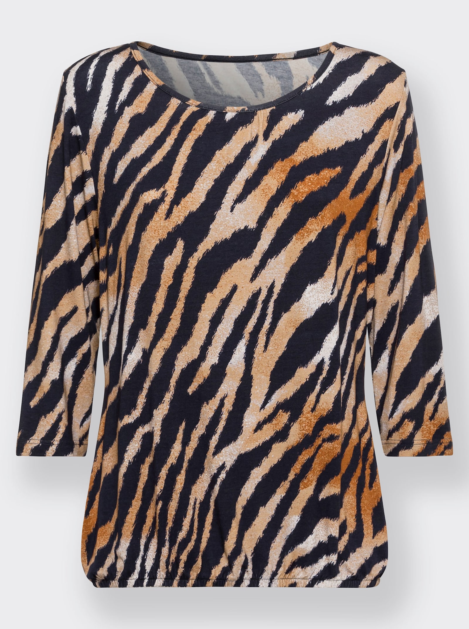 Print-Shirt im Tierfell-Dessin - marine-cognac-bedruckt