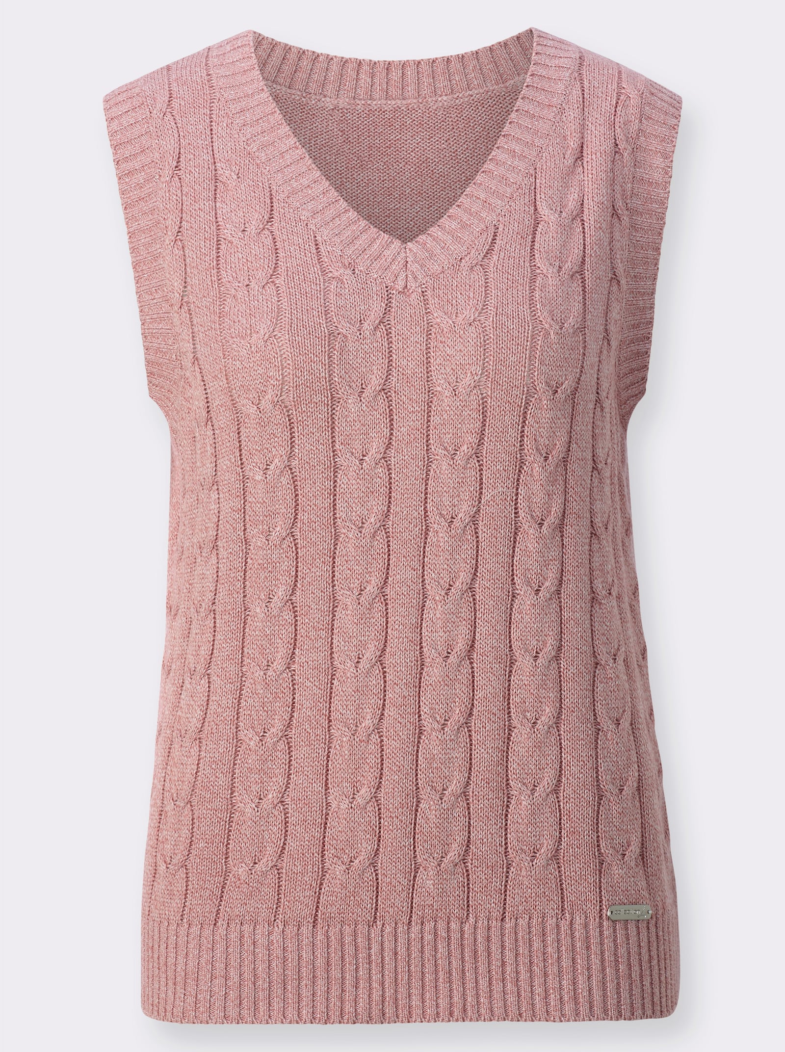 Pullunder mit V-Ausschnitt - rosenholz-ecru-meliert