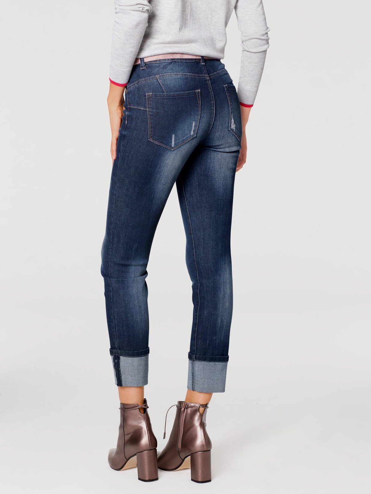 Linea Tesini Bauchweg-Jeans - dark denim