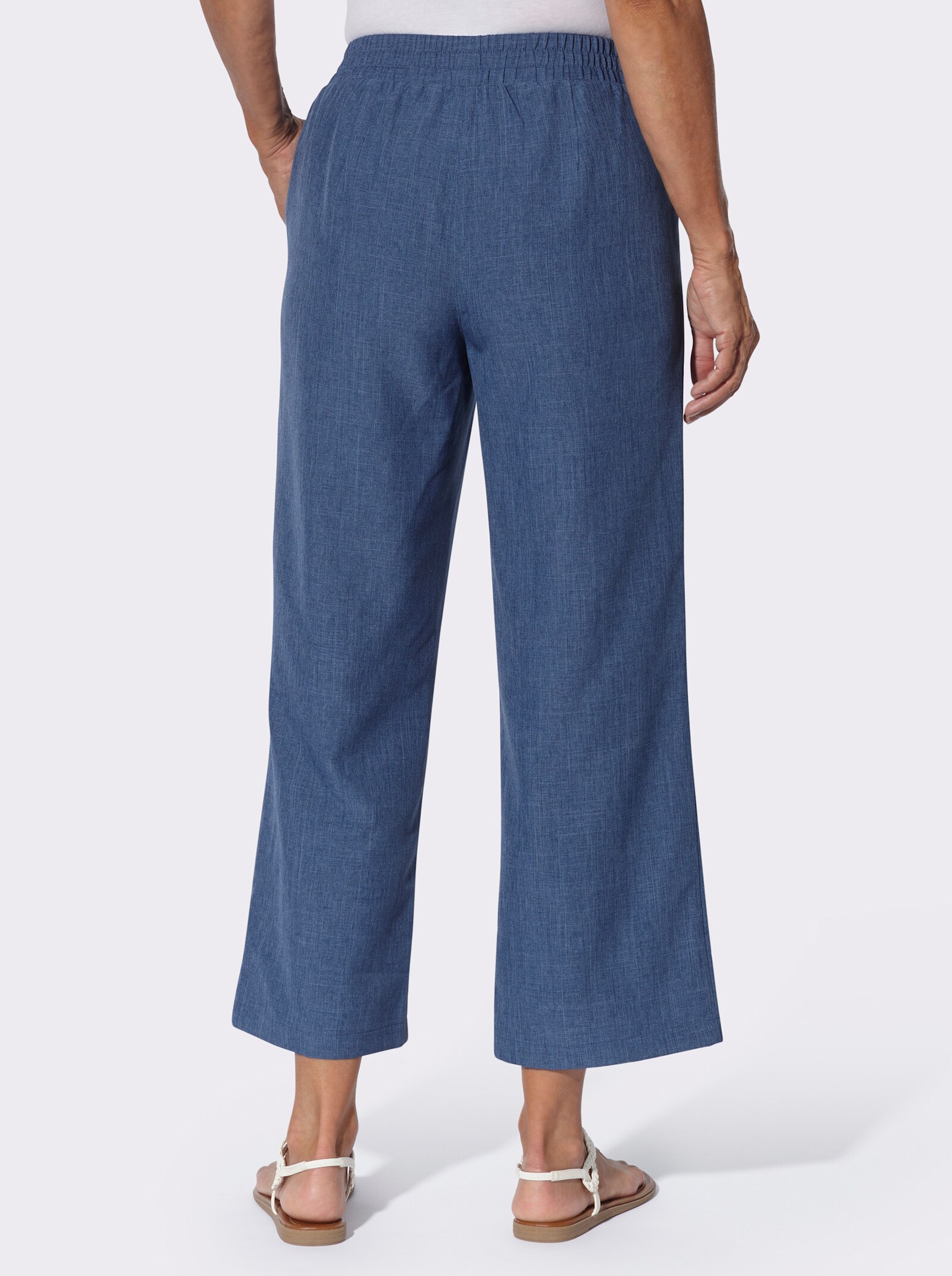 Culotte mit Knöpfen in Holz-Optik - jeansblau