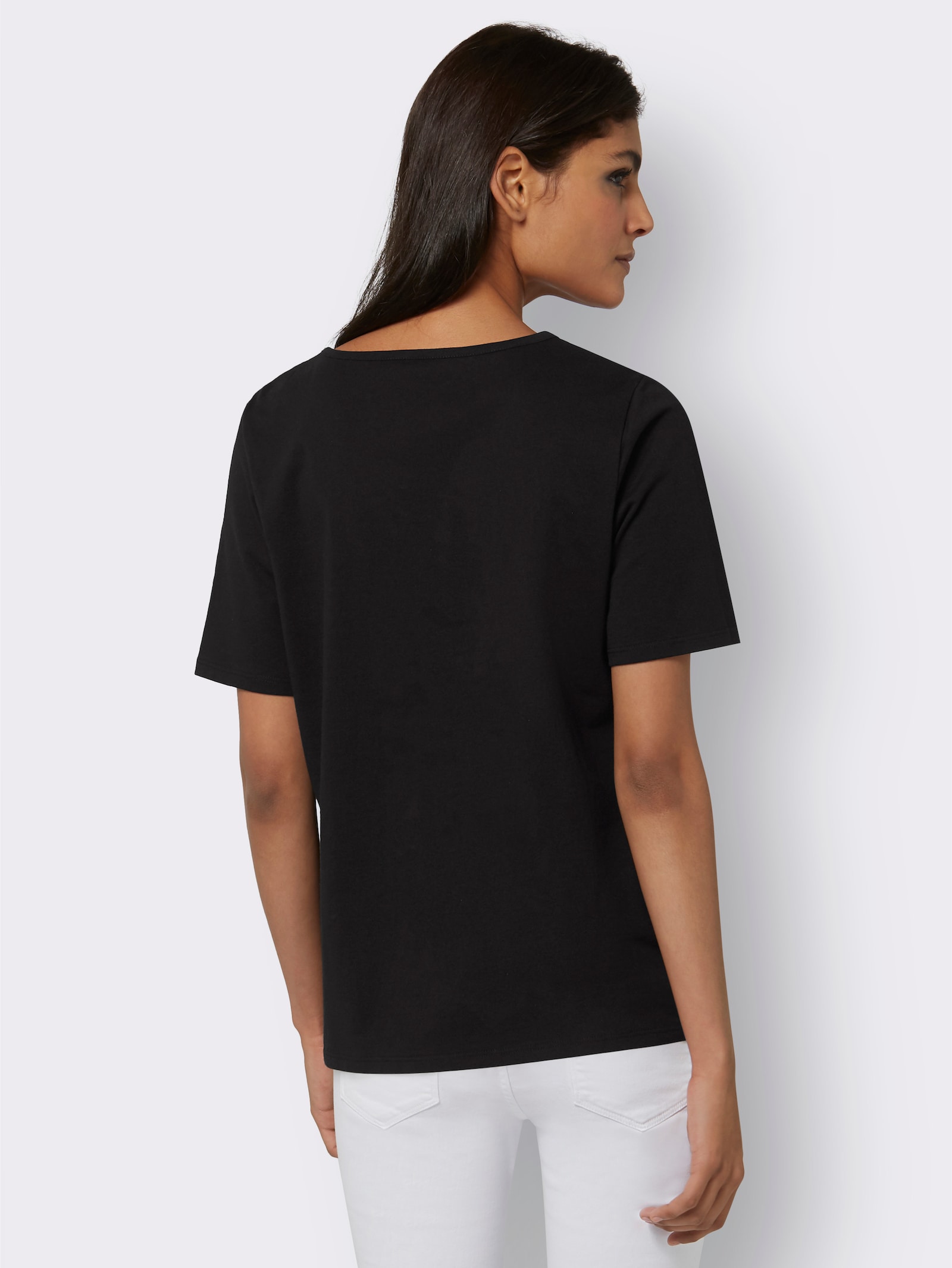 Tričko s krátkým rukávem a fóliovým potiskem - černá