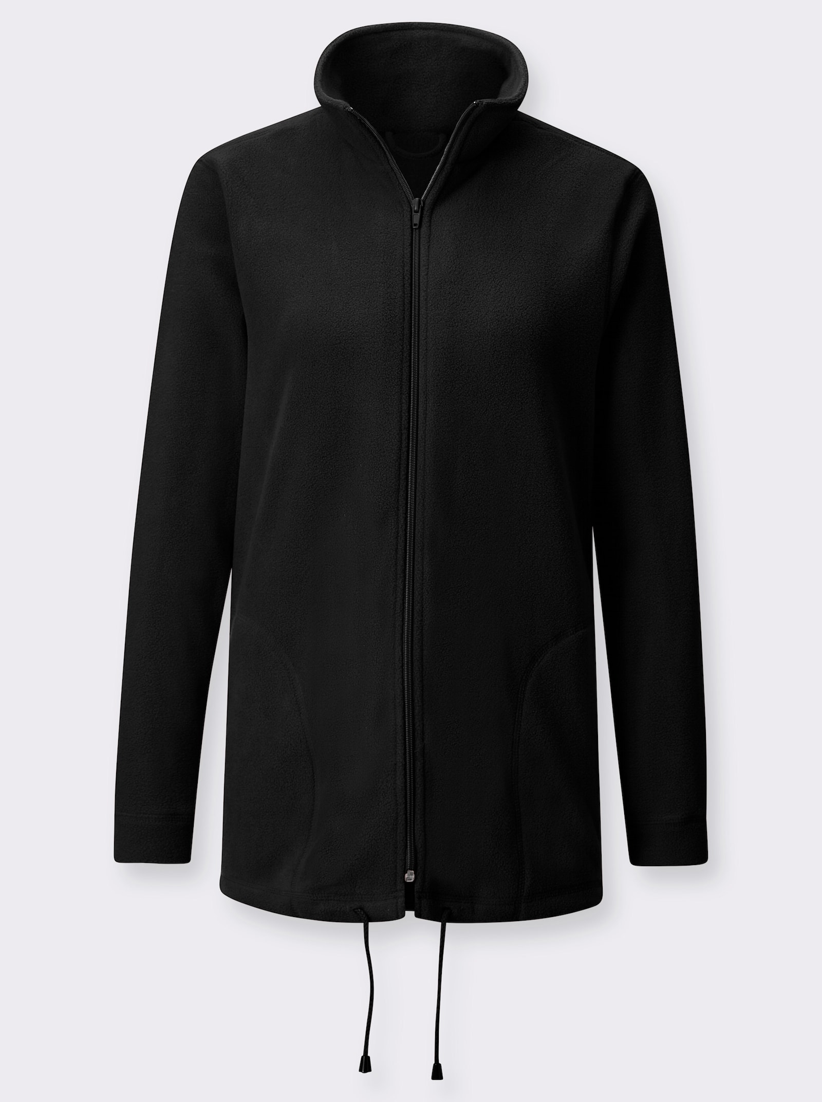 Fleecejacke Kordeldurchzug am Saum - schwarz