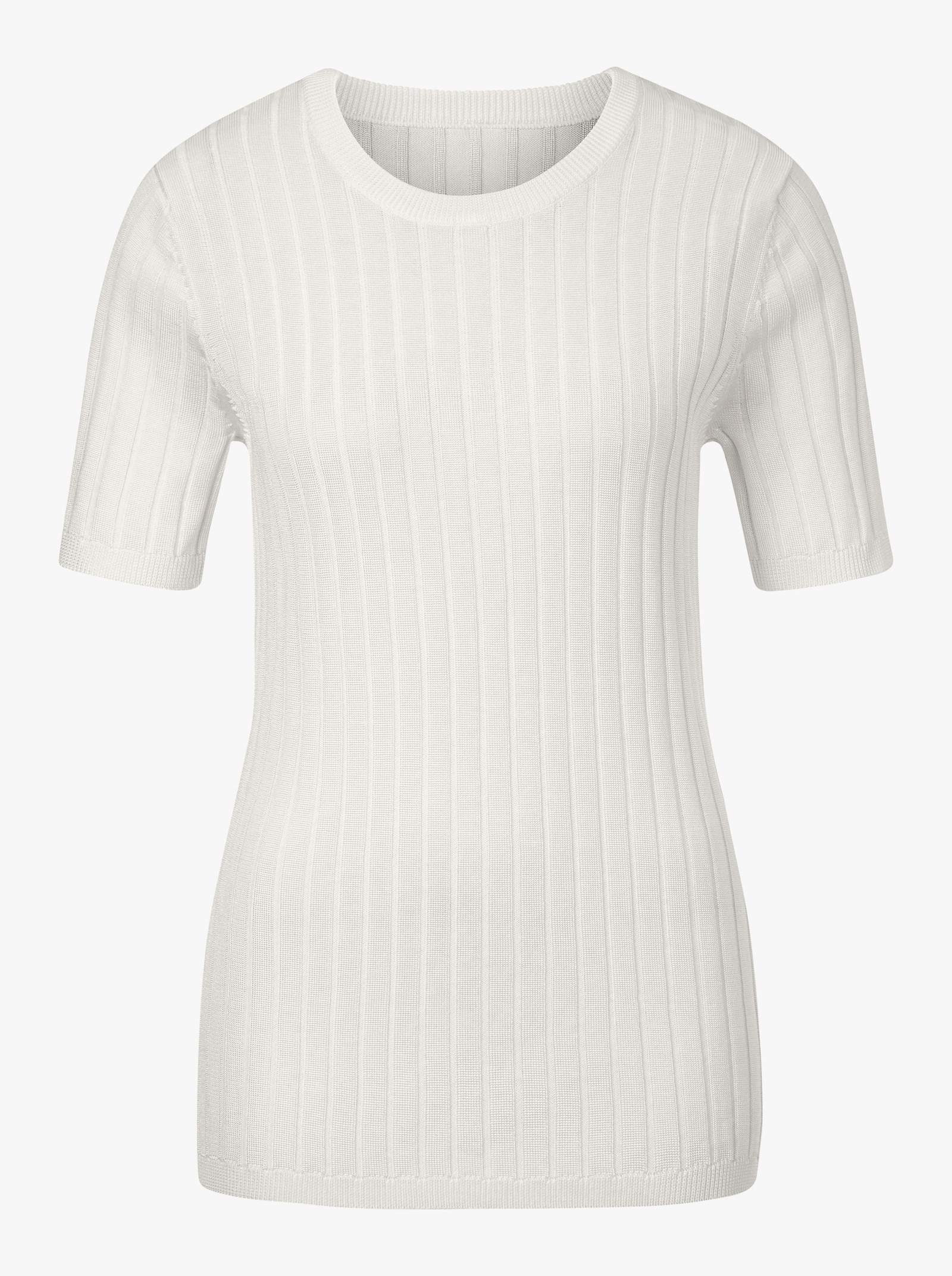 Kurzarmpullover in Ripp-Qualität - ecru