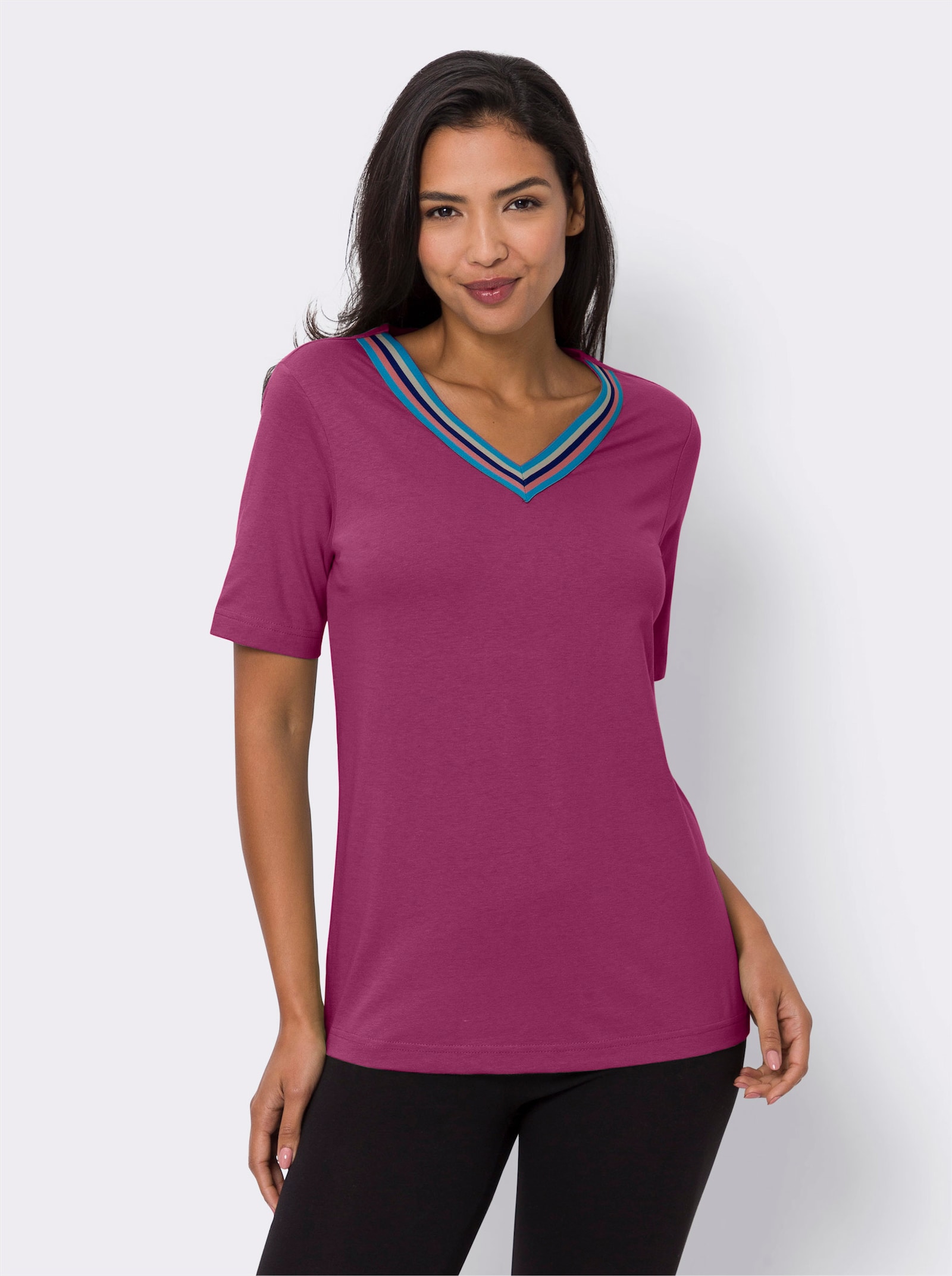 Freizeitshirt mit gestreiftem Zierband - erika