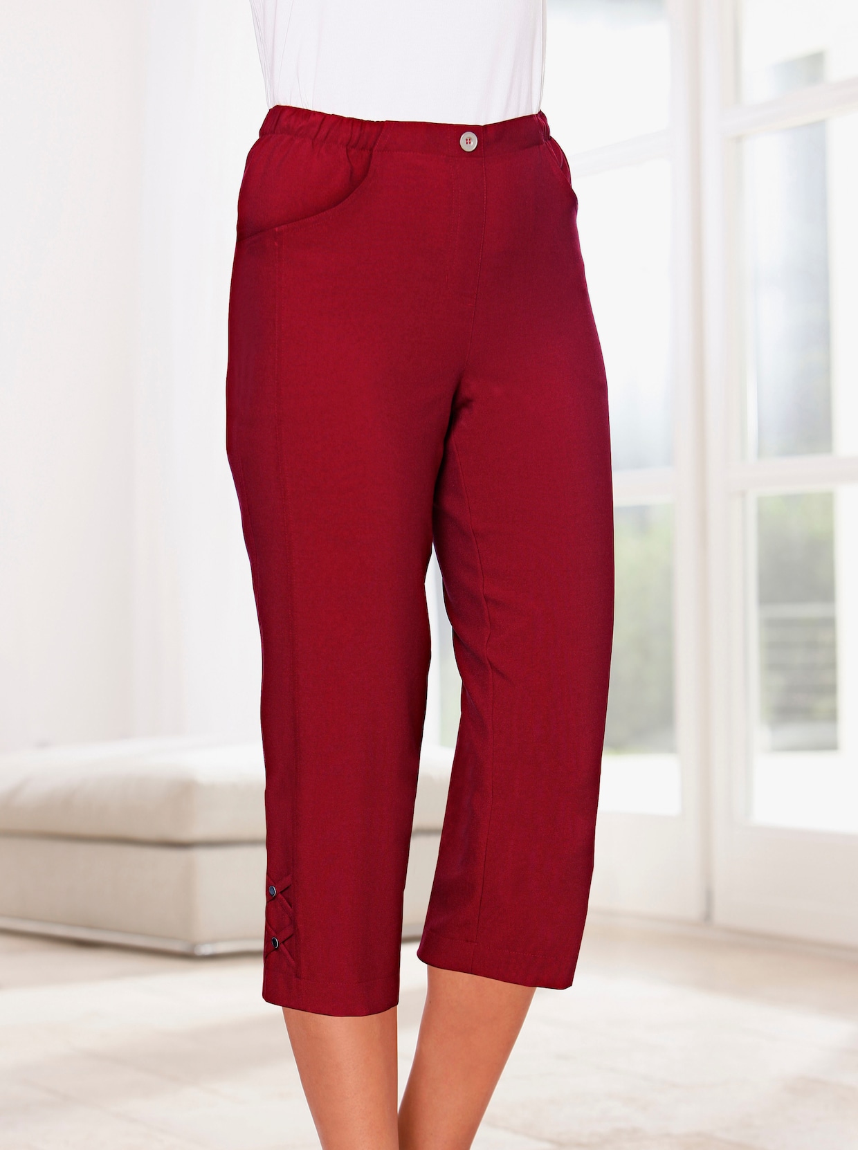 Capri kalhoty - třešňově červená