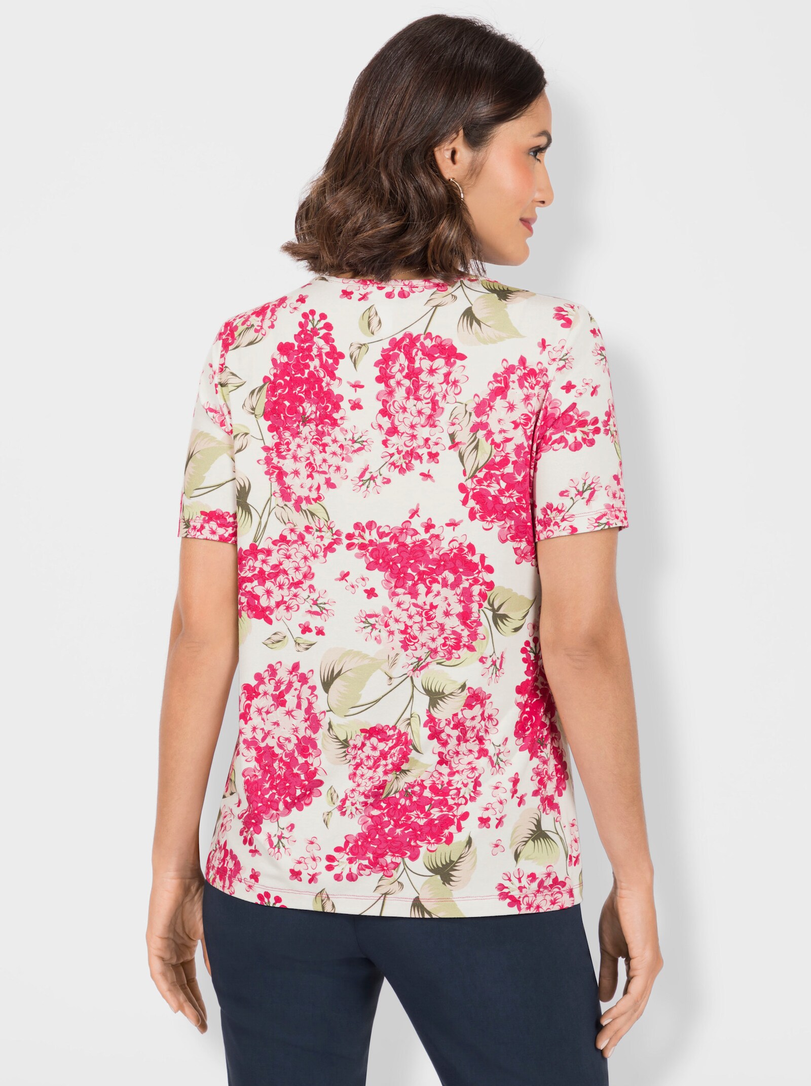 2-in-1-Shirt mit geblümtem Jackenteil - fuchsia-ecru-bedruckt