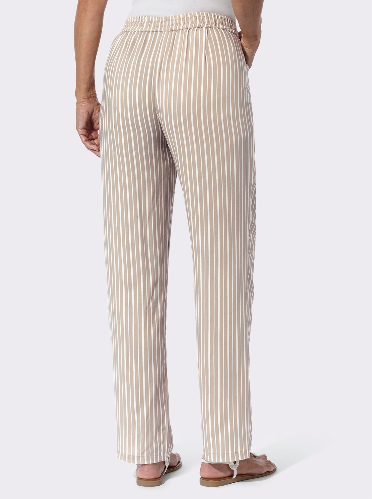 comfortbroek - sesam/wit gestreept