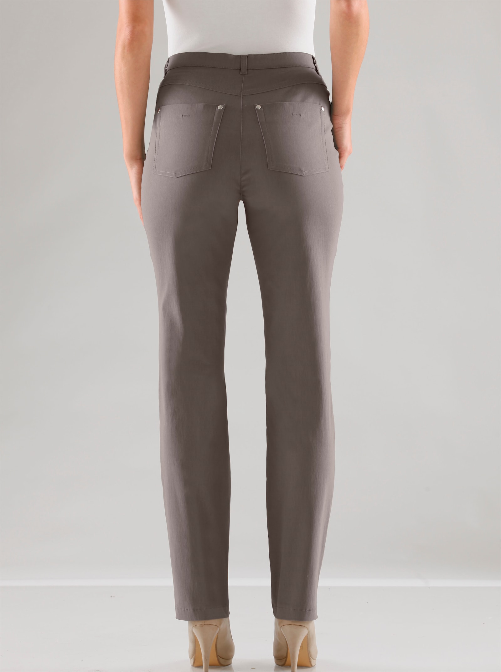 Stehmann Comfort line 5-pocketsbroek van elastisch materiaal - taupe