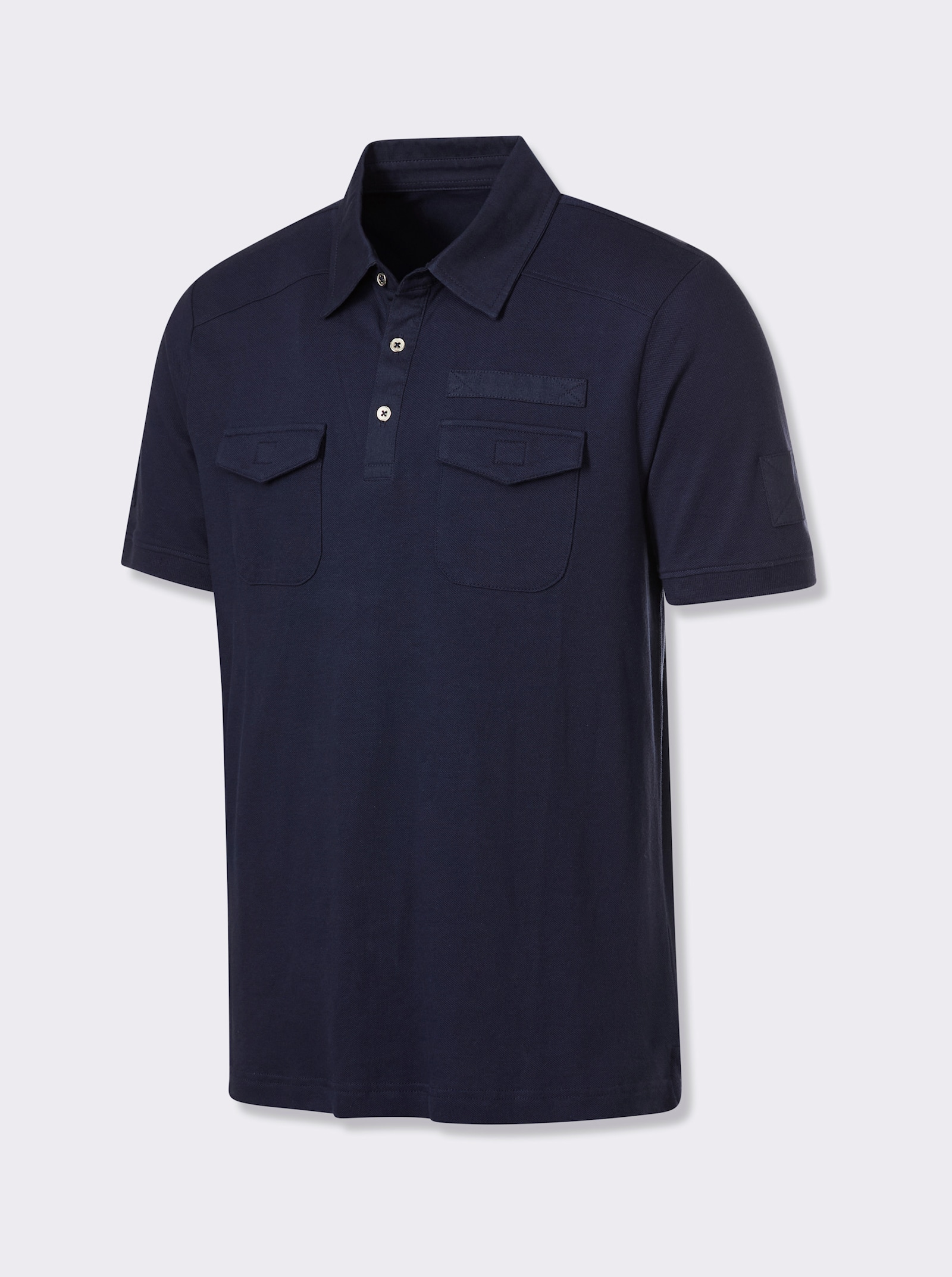Marco Donati Kurzarmshirt mit Twill-Elementen - marine